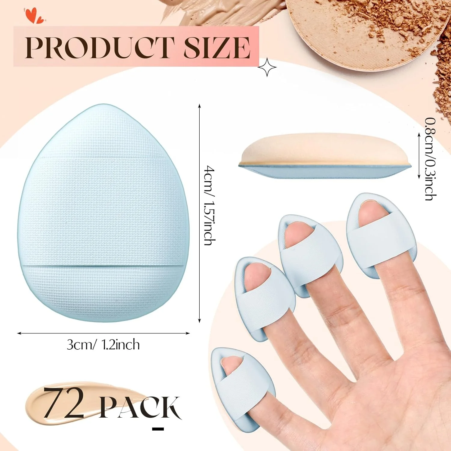 Gerrii 72 Pcs Finger Powder Puff Mini Makeup Sponge Soft Beauty Makeup Blender Puff for Foundation, Face Powder, Under Eye Setting, Concealer, Repair Cream, Cosmetic Tool(Blue) Gerrii 72 Pcs Finger Powder Puff Mini Makeup Sponge Soft Beauty Makeup Blender Puff for Foundation, Face Powder, Under Eye Setting, Concealer, Repair Cream, Cosmetic Tool(Blue)