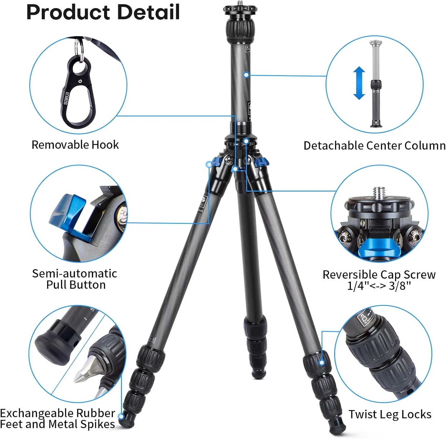 سه پایه کربنی متوسط SIRUI AM-254+SL-200 به همراه ستون مرکزی، سه پایه مسافرتی سبک وزن و قابل حمل برای دوربین، قفل های چرخشی، میخ ها، حداکثر ارتفاع 152 سانتی متر، جمع شده 44 سانتی متر، تحمل وزن 12 کیلوگرم سه پایه کربنی متوسط SIRUI AM-254+SL-200 به همراه ستون مرکزی، سه پایه مسافرتی سبک وزن و قابل حمل برای دوربین، قفل های چرخشی، میخ ها، حداکثر ارتفاع 152 سانتی متر، جمع شده 44 سانتی متر، تحمل وزن 12 کیلوگرم