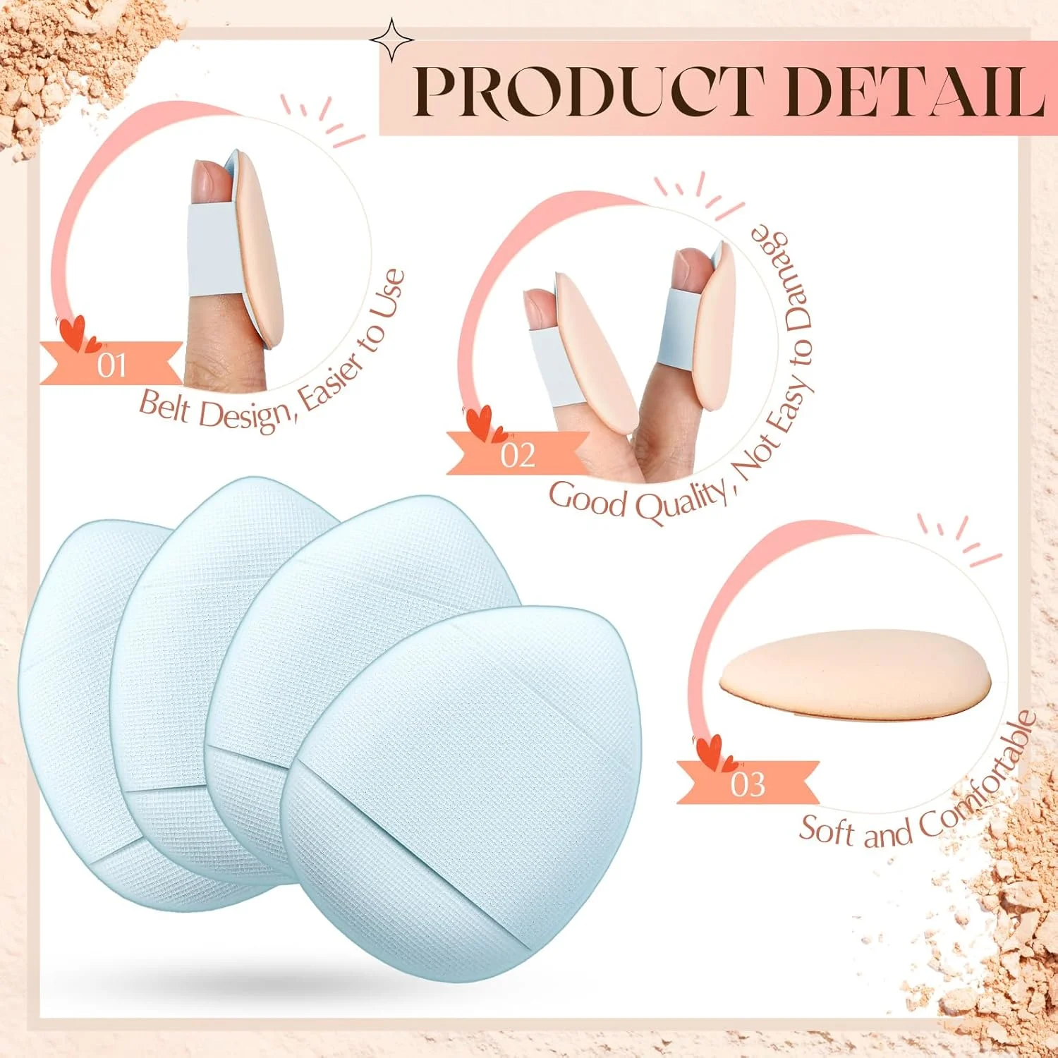 Gerrii 72 Pcs Finger Powder Puff Mini Makeup Sponge Soft Beauty Makeup Blender Puff for Foundation, Face Powder, Under Eye Setting, Concealer, Repair Cream, Cosmetic Tool(Blue) Gerrii 72 Pcs Finger Powder Puff Mini Makeup Sponge Soft Beauty Makeup Blender Puff for Foundation, Face Powder, Under Eye Setting, Concealer, Repair Cream, Cosmetic Tool(Blue)