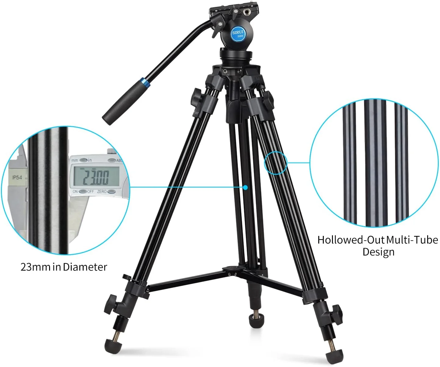 سه پایه فیلمبرداری SIRUI SH05 با هد سیال 360 درجه، سه پایه آلومینیومی سبک وزن حرفه ای برای دوربین های DSLR و فیلمبرداری، کیت سه پایه، صفحه QR، 55.1 اینچ، حداکثر بار 13.2 پوند سه پایه فیلمبرداری SIRUI SH05 با هد سیال 360 درجه، سه پایه آلومینیومی سبک وزن حرفه ای برای دوربین های DSLR و فیلمبرداری، کیت سه پایه، صفحه QR، 55.1 اینچ، حداکثر بار 13.2 پوند
