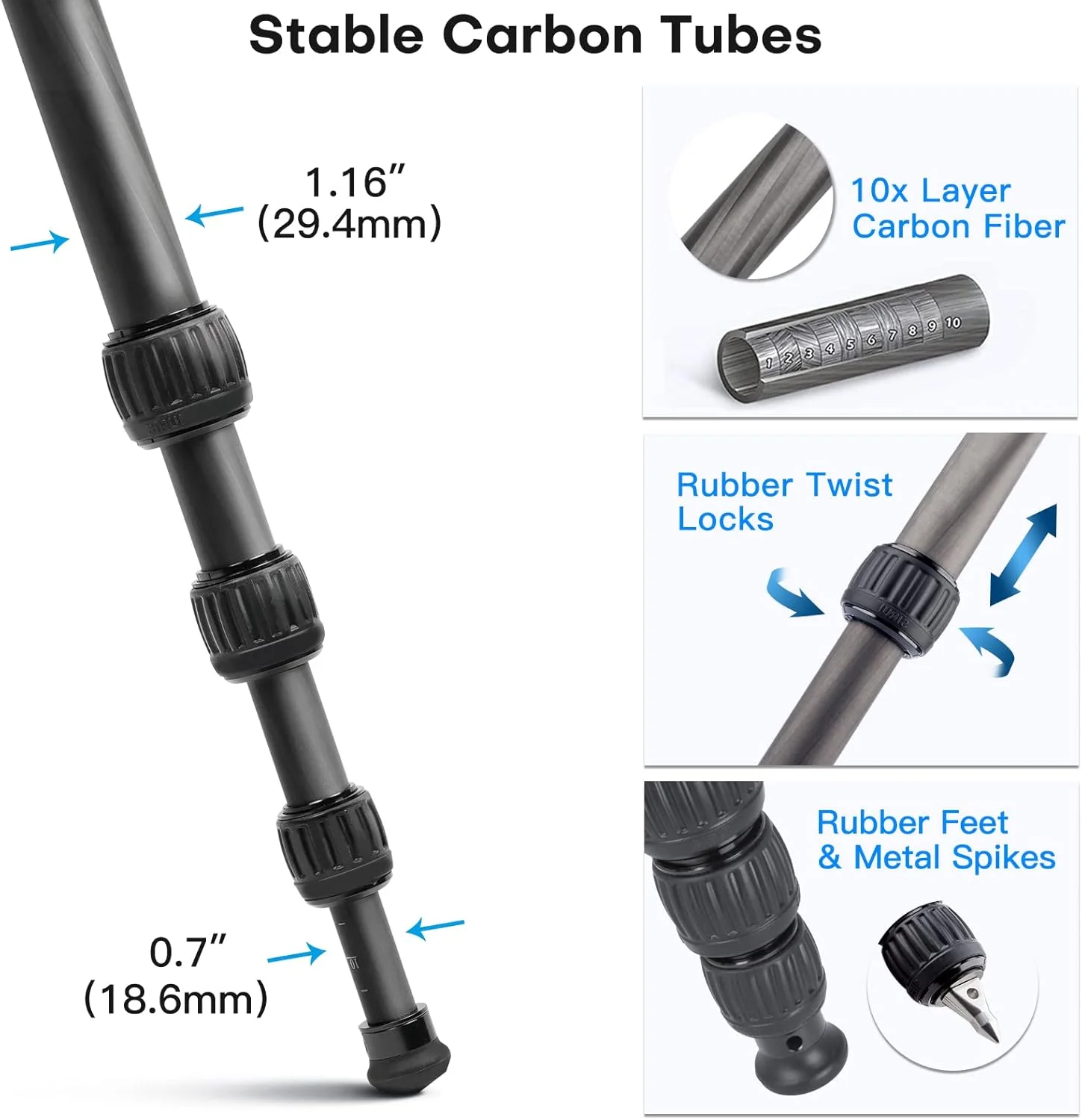 سه پایه کربنی متوسط SIRUI AM-254+SL-200 به همراه ستون مرکزی، سه پایه مسافرتی سبک وزن و قابل حمل برای دوربین، قفل های چرخشی، میخ ها، حداکثر ارتفاع 152 سانتی متر، جمع شده 44 سانتی متر، تحمل وزن 12 کیلوگرم سه پایه کربنی متوسط SIRUI AM-254+SL-200 به همراه ستون مرکزی، سه پایه مسافرتی سبک وزن و قابل حمل برای دوربین، قفل های چرخشی، میخ ها، حداکثر ارتفاع 152 سانتی متر، جمع شده 44 سانتی متر، تحمل وزن 12 کیلوگرم