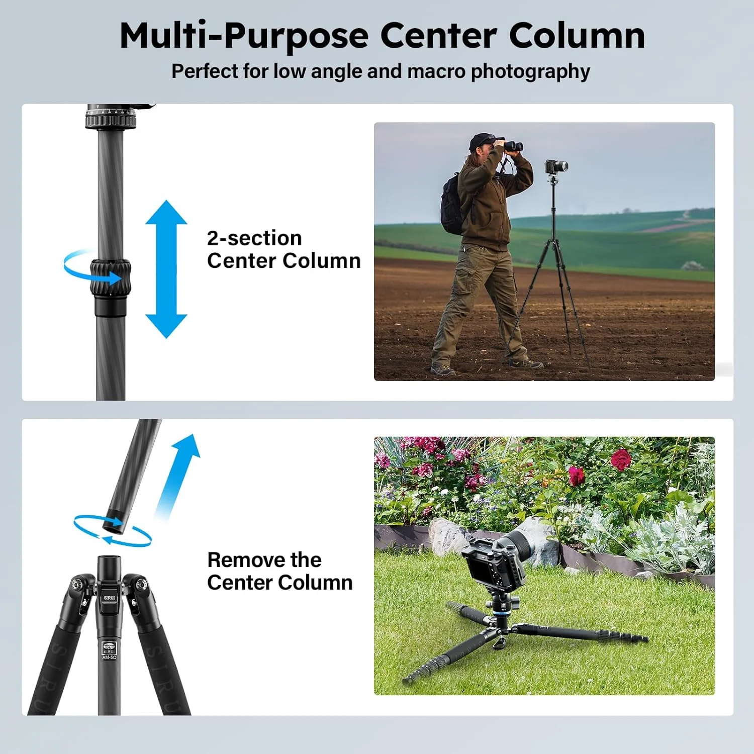 سه پایه مسافرتی کربنی سبک SIRUI، سه پایه دوربین 55.1 اینچی با هد توپی پانوراما 360 درجه، سیستم رهاسازی سریع ارتقا یافته، ستون مرکزی قابل جابجایی، حداکثر بار 13.2 پوند، AM-025K+KS-5 سه پایه مسافرتی کربنی سبک SIRUI، سه پایه دوربین 55.1 اینچی با هد توپی پانوراما 360 درجه، سیستم رهاسازی سریع ارتقا یافته، ستون مرکزی قابل جابجایی، حداکثر بار 13.2 پوند، AM-025K+KS-5
