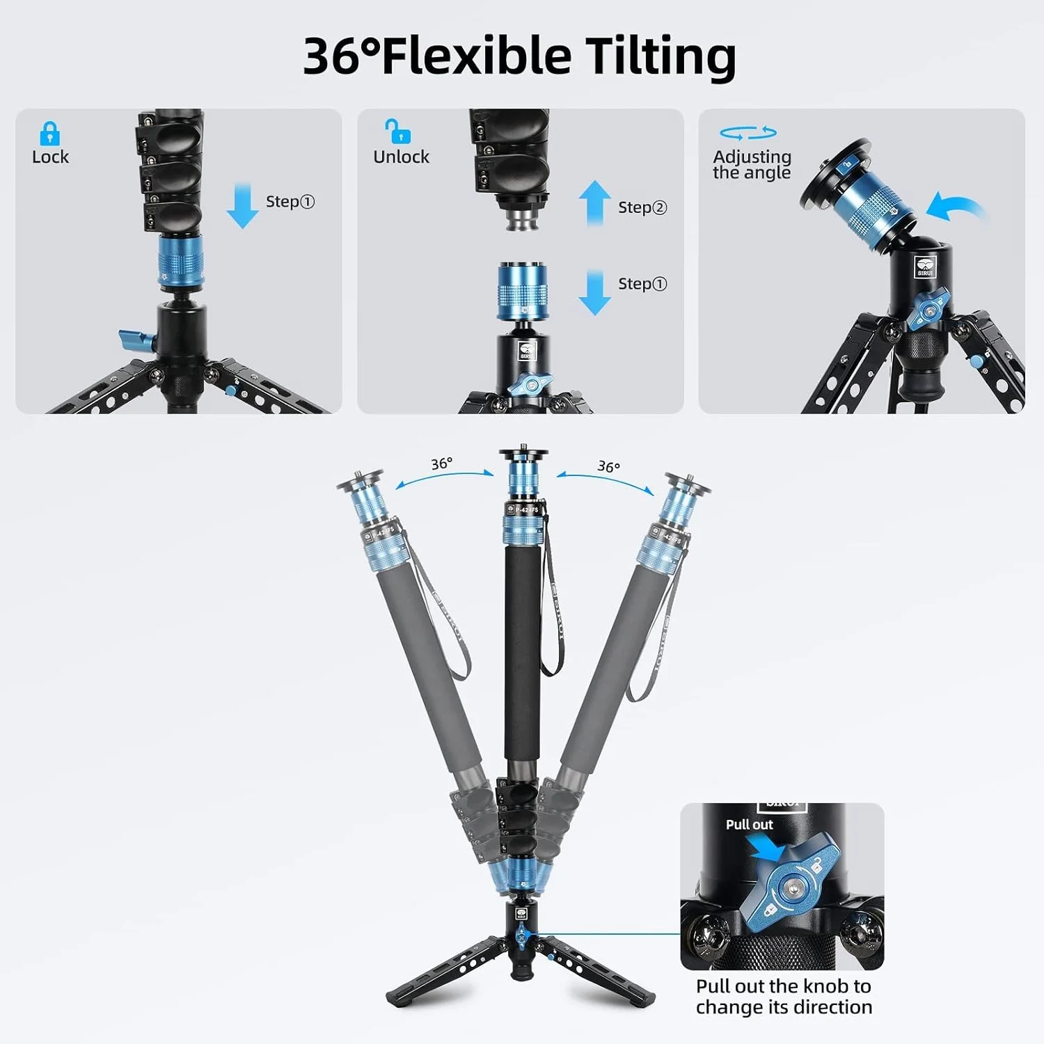 تک پایه دوربین SIRUI مدل P-424FS، تک پایه ویدیویی عکاسی فیبر کربنی 3 در 1 ماژولار با پایه سه پایه 63 اینچی، حداکثر بار 12 کیلوگرم برای دوربین ها، DSLR و دوربین فیلمبرداری تک پایه دوربین SIRUI مدل P-424FS، تک پایه ویدیویی عکاسی فیبر کربنی 3 در 1 ماژولار با پایه سه پایه 63 اینچی، حداکثر بار 12 کیلوگرم برای دوربین ها، DSLR و دوربین فیلمبرداری