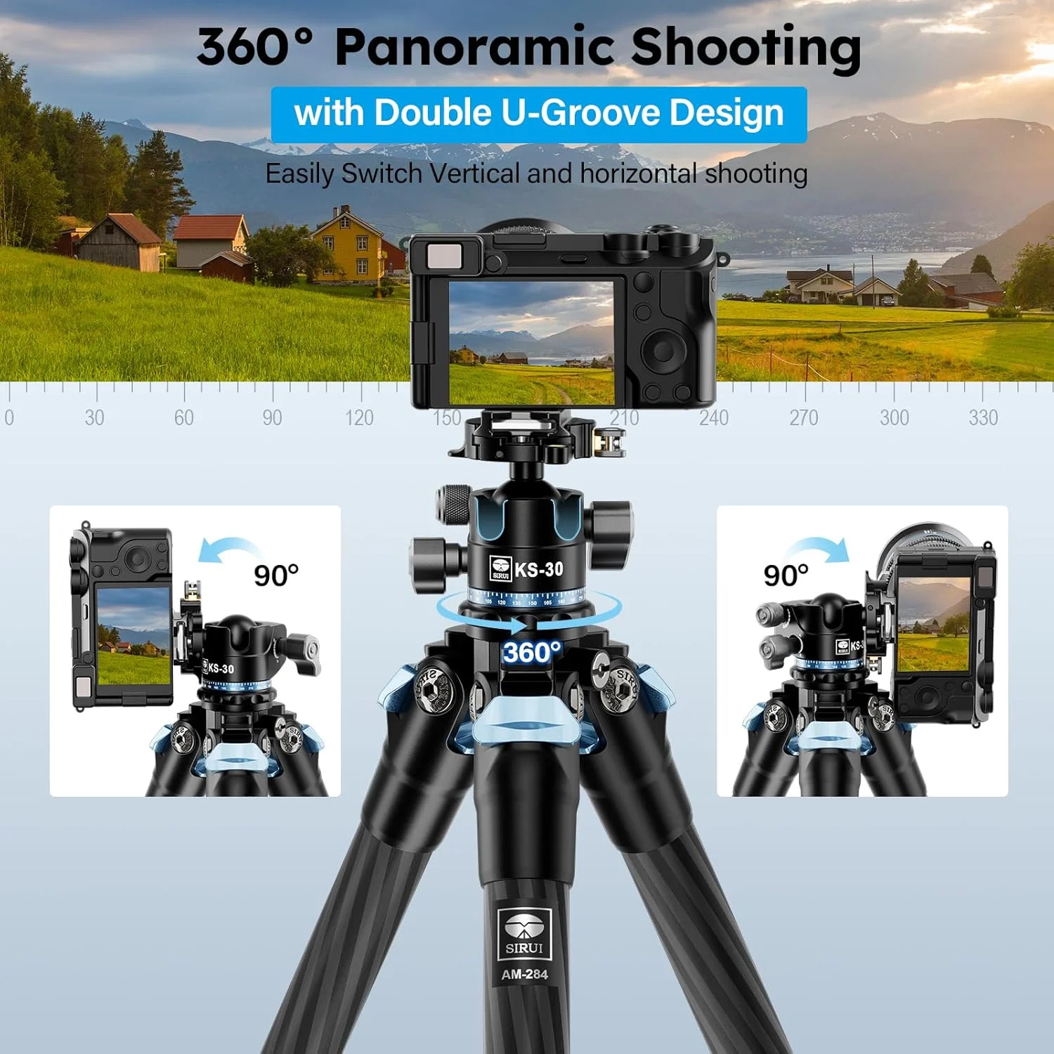 سه پایه مسافرتی فیبر کربنی 51 اینچی SIRUI، سه پایه دوربین حرفه ای جمع و جور با هد توپی کم ارتفاع، سیستم رهاسازی سریع، تحمل بار تا 15 کیلوگرم، مدل AM-284+KS-30 سه پایه مسافرتی فیبر کربنی 51 اینچی SIRUI، سه پایه دوربین حرفه ای جمع و جور با هد توپی کم ارتفاع، سیستم رهاسازی سریع، تحمل بار تا 15 کیلوگرم، مدل AM-284+KS-30