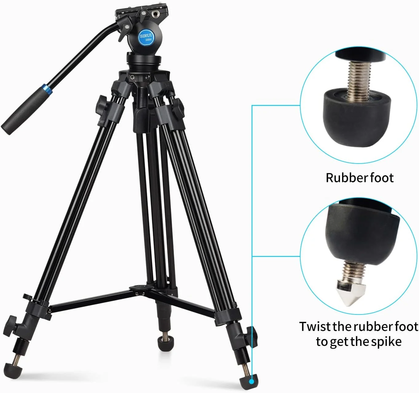 سه پایه فیلمبرداری SIRUI SH05 با هد سیال 360 درجه، سه پایه آلومینیومی سبک وزن حرفه ای برای دوربین های DSLR و فیلمبرداری، کیت سه پایه، صفحه QR، 55.1 اینچ، حداکثر بار 13.2 پوند سه پایه فیلمبرداری SIRUI SH05 با هد سیال 360 درجه، سه پایه آلومینیومی سبک وزن حرفه ای برای دوربین های DSLR و فیلمبرداری، کیت سه پایه، صفحه QR، 55.1 اینچ، حداکثر بار 13.2 پوند