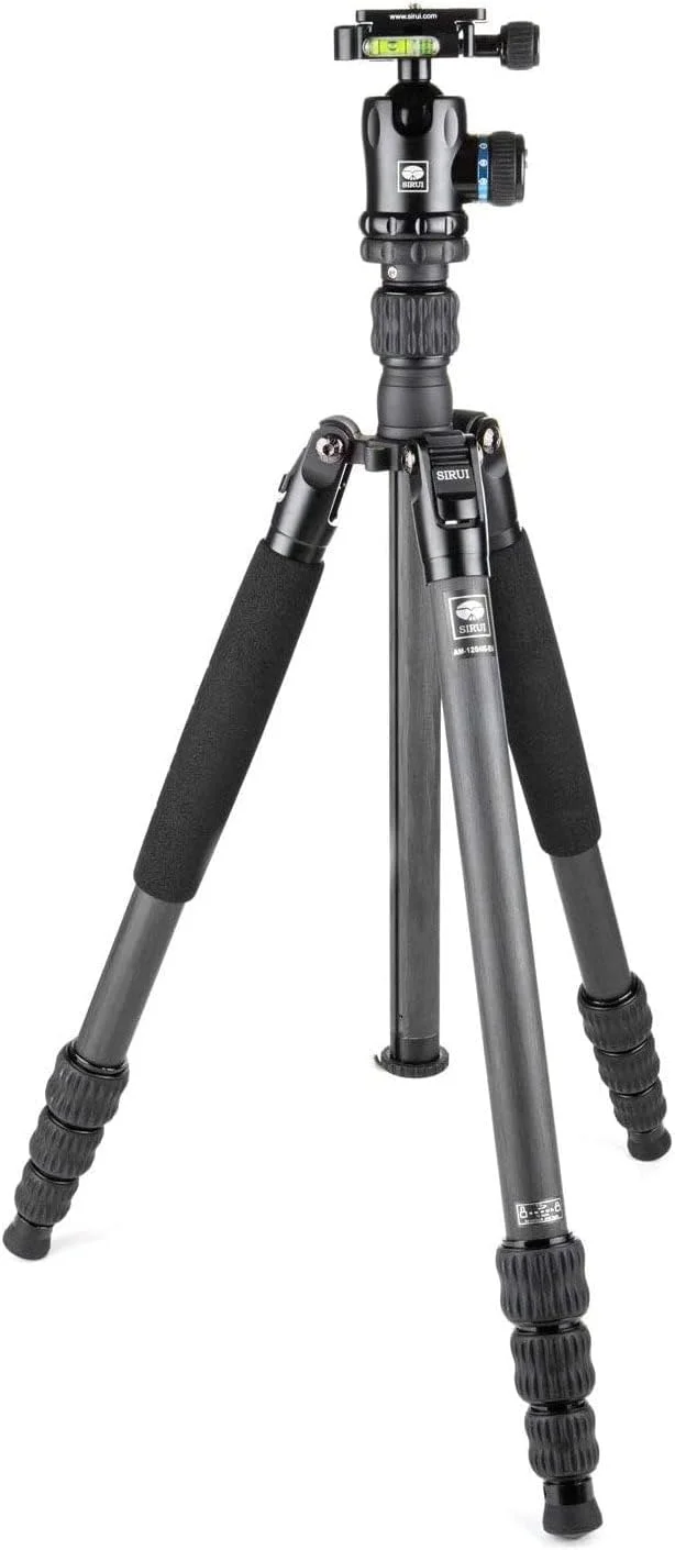 سه پایه دوربین SIRUI مدل AM-1204K، سه پایه فیبر کربنی سبک وزن به همراه هد توپی K-10X و کیف - تبدیل شونده به تک پایه