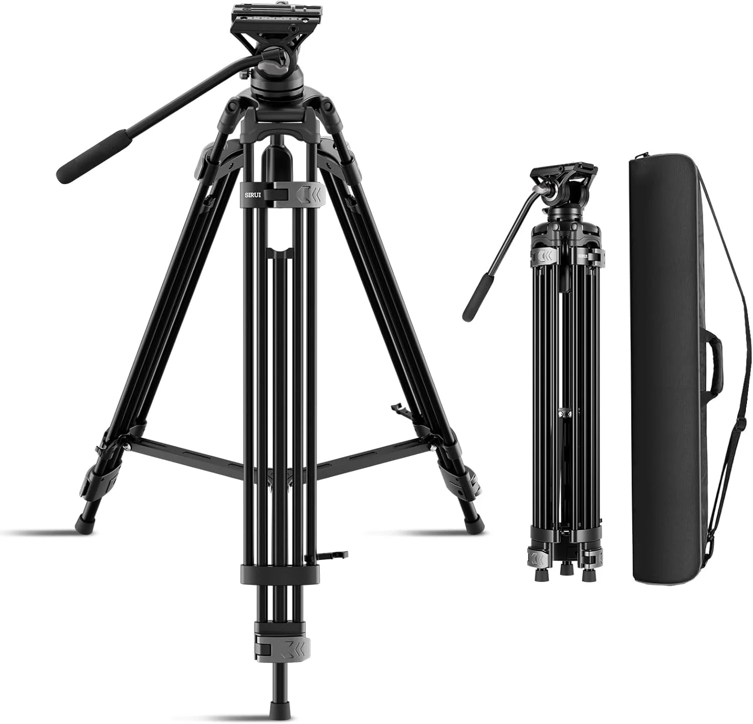 سه پایه فیلمبرداری SIRUI 75 اینچی با هد سیال قابل تنظیم میرایی، سه پایه دوربین سنگین با صفحه QR سازگار برای دوربین های DSLR، دوربین فیلمبرداری، تلسکوپ، حداکثر بار 10 کیلوگرم، AVT-02