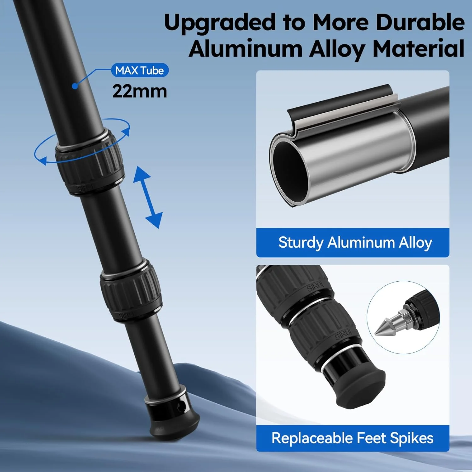 سه پایه آلومینیومی SIRUI AM-203S+G0 با هد توپی 360 درجه G0، سه پایه سبک وزن و با استحکام بالا برای دوربین های DSLR و بدون آینه، طراحی جمع و جور با حداکثر ارتفاع 16.3 اینچ سه پایه آلومینیومی SIRUI AM-203S+G0 با هد توپی 360 درجه G0، سه پایه سبک وزن و با استحکام بالا برای دوربین های DSLR و بدون آینه، طراحی جمع و جور با حداکثر ارتفاع 16.3 اینچ