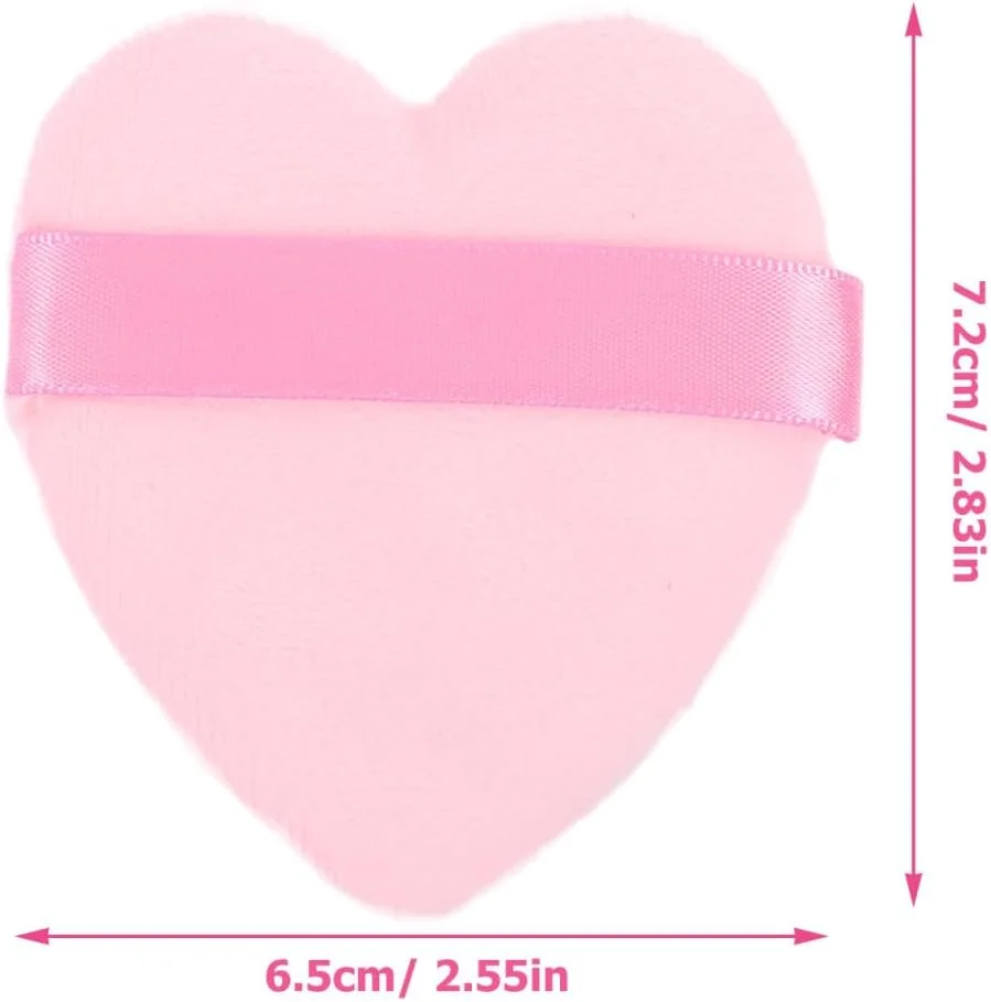 پدهای آرایشی قلبی صورتی FRCOLOR، 6 عدد پد مخملی نرم پنبه ای برای آرایش صورت، پد پودر خشک و مرطوب برای کرم پودر، کانسیلر و پودر فیکس