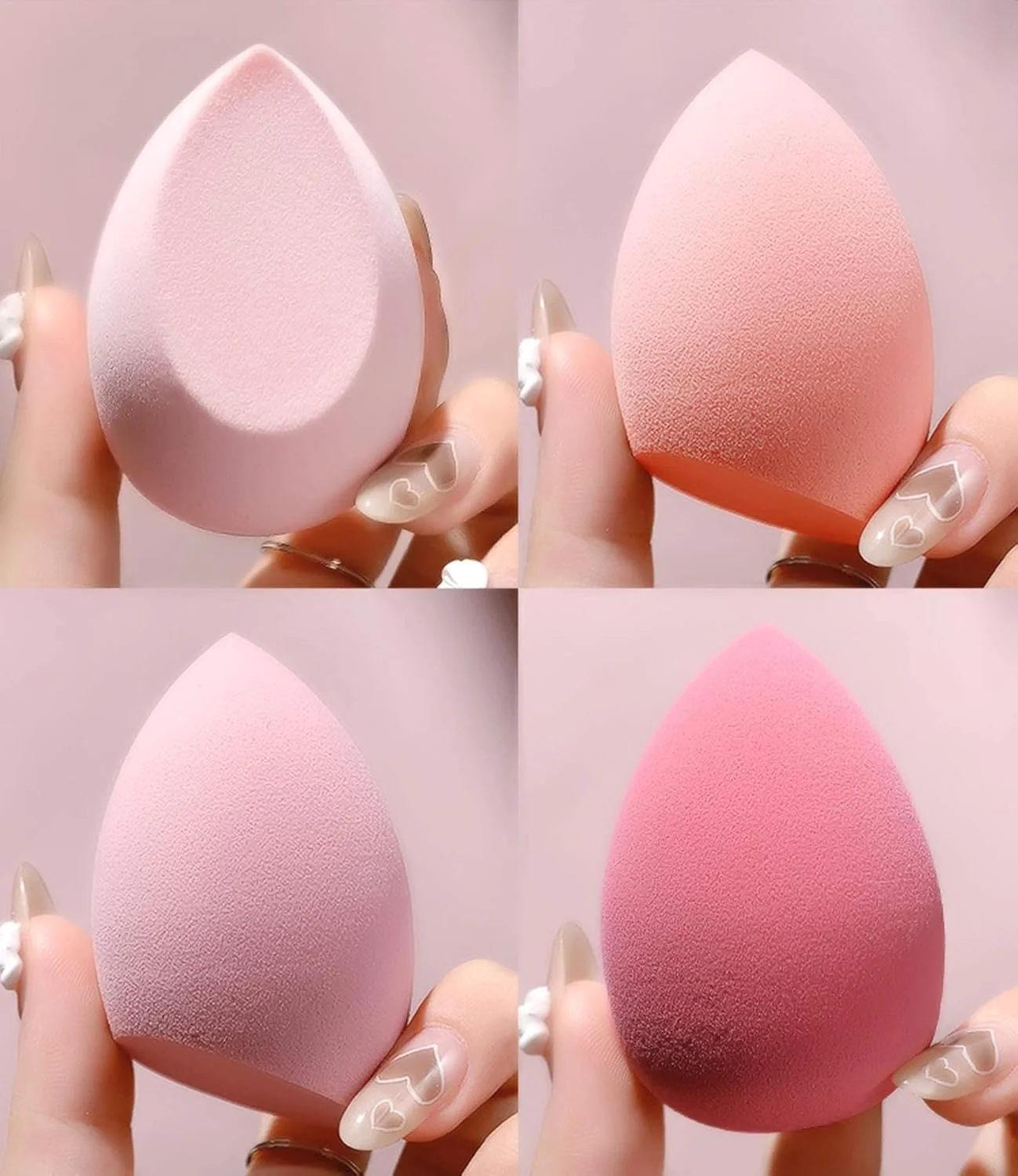 ست اسفنج آرایشی 4 عددی FIFIGO، اسفنج زیبایی برای ترکیب کرم پودر، بی نقص برای مایع، کرم و پودر، اسفنج های آرایشی چند رنگ