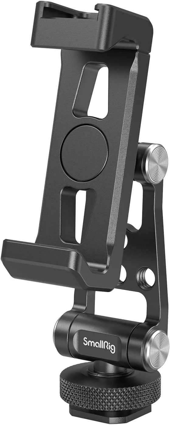 نگهدارنده فلزی گوشی SmallRig با مانت کفشک سرد، آداپتور نگهدارنده گوشی موبایل جهانی با اتصالات قابل تنظیم آزادانه، مانت سه پایه گوشی برای آیفون 15/14، برای سامسونگ گلکسی و سایر گوشی ها - 4382
