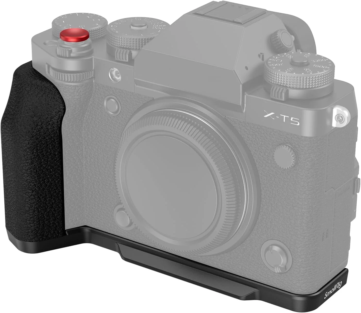 گریپ L شکل SmallRig مدل 4260 برای دوربین FUJIFILM X-T5، دارای صفحه رهاسازی سریع داخلی سازگار با Arca، سوراخ‌های 1/4 اینچ، دستگیره سیلیکونی ارگونومیک، دکمه شاتر (مشکی)