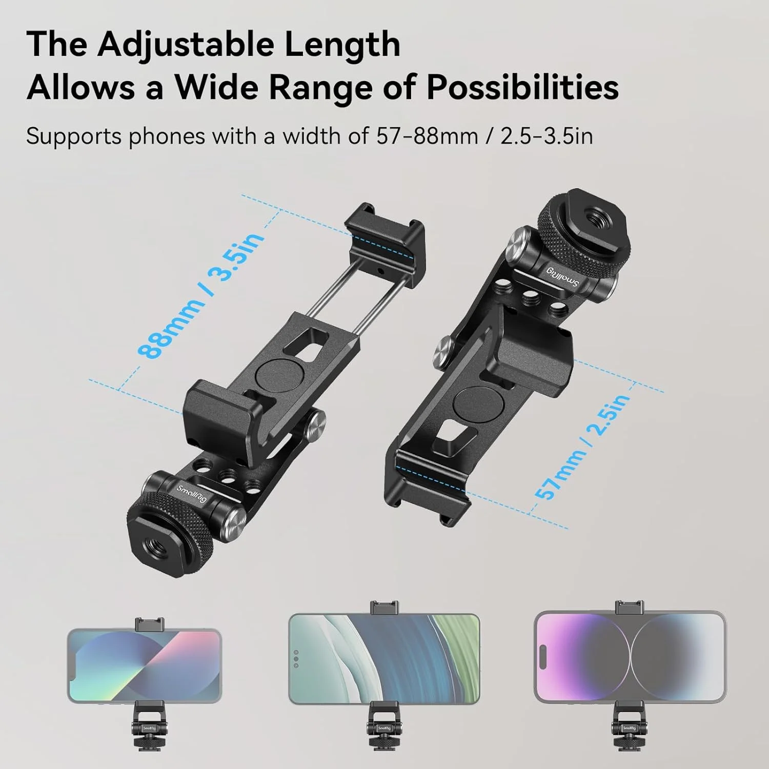 نگهدارنده فلزی گوشی SmallRig با مانت کفشک سرد، آداپتور نگهدارنده گوشی موبایل جهانی با اتصالات قابل تنظیم آزادانه، مانت سه پایه گوشی برای آیفون 15/14، برای سامسونگ گلکسی و سایر گوشی ها - 4382 نگهدارنده فلزی گوشی SmallRig با مانت کفشک سرد، آداپتور نگهدارنده گوشی موبایل جهانی با اتصالات قابل تنظیم آزادانه، مانت سه پایه گوشی برای آیفون 15/14، برای سامسونگ گلکسی و سایر گوشی ها - 4382