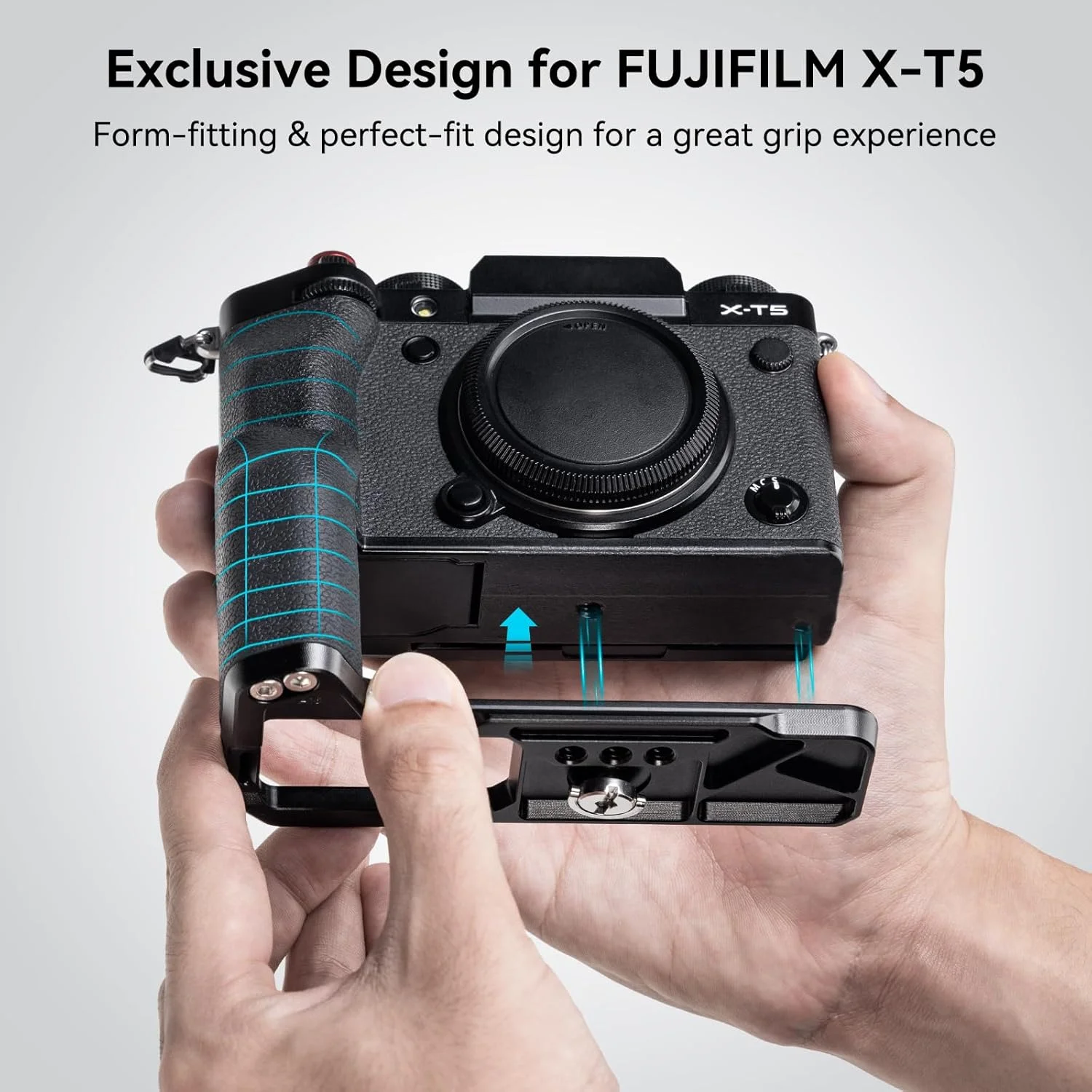گریپ L شکل SmallRig مدل 4260 برای دوربین FUJIFILM X-T5، دارای صفحه رهاسازی سریع داخلی سازگار با Arca، سوراخهای 1/4 اینچ، دستگیره سیلیکونی ارگونومیک، دکمه شاتر (مشکی) گریپ L شکل SmallRig مدل 4260 برای دوربین FUJIFILM X-T5، دارای صفحه رهاسازی سریع داخلی سازگار با Arca، سوراخهای 1/4 اینچ، دستگیره سیلیکونی ارگونومیک، دکمه شاتر (مشکی)