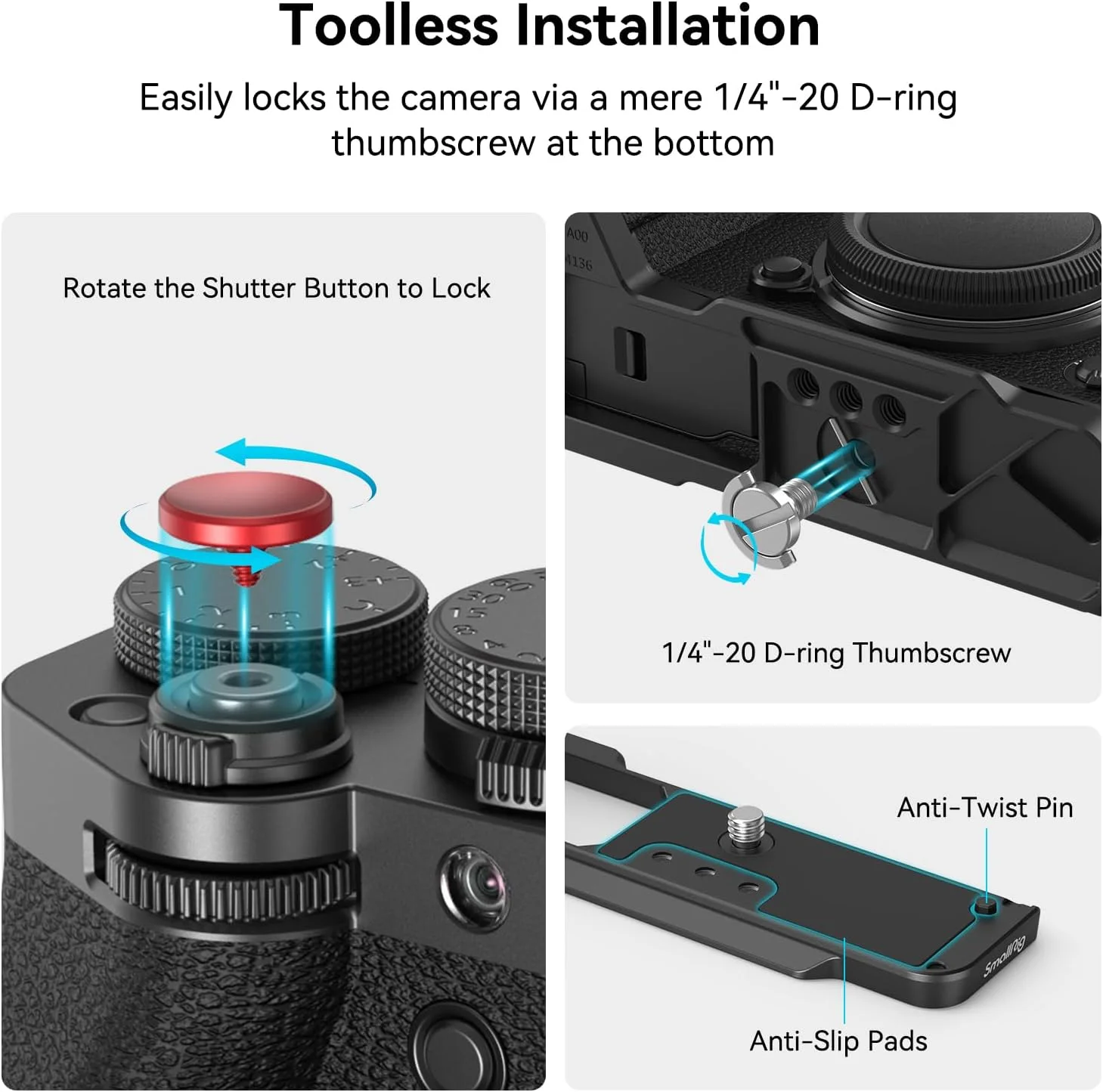 گریپ L شکل SmallRig مدل 4260 برای دوربین FUJIFILM X-T5، دارای صفحه رهاسازی سریع داخلی سازگار با Arca، سوراخهای 1/4 اینچ، دستگیره سیلیکونی ارگونومیک، دکمه شاتر (مشکی) گریپ L شکل SmallRig مدل 4260 برای دوربین FUJIFILM X-T5، دارای صفحه رهاسازی سریع داخلی سازگار با Arca، سوراخهای 1/4 اینچ، دستگیره سیلیکونی ارگونومیک، دکمه شاتر (مشکی)