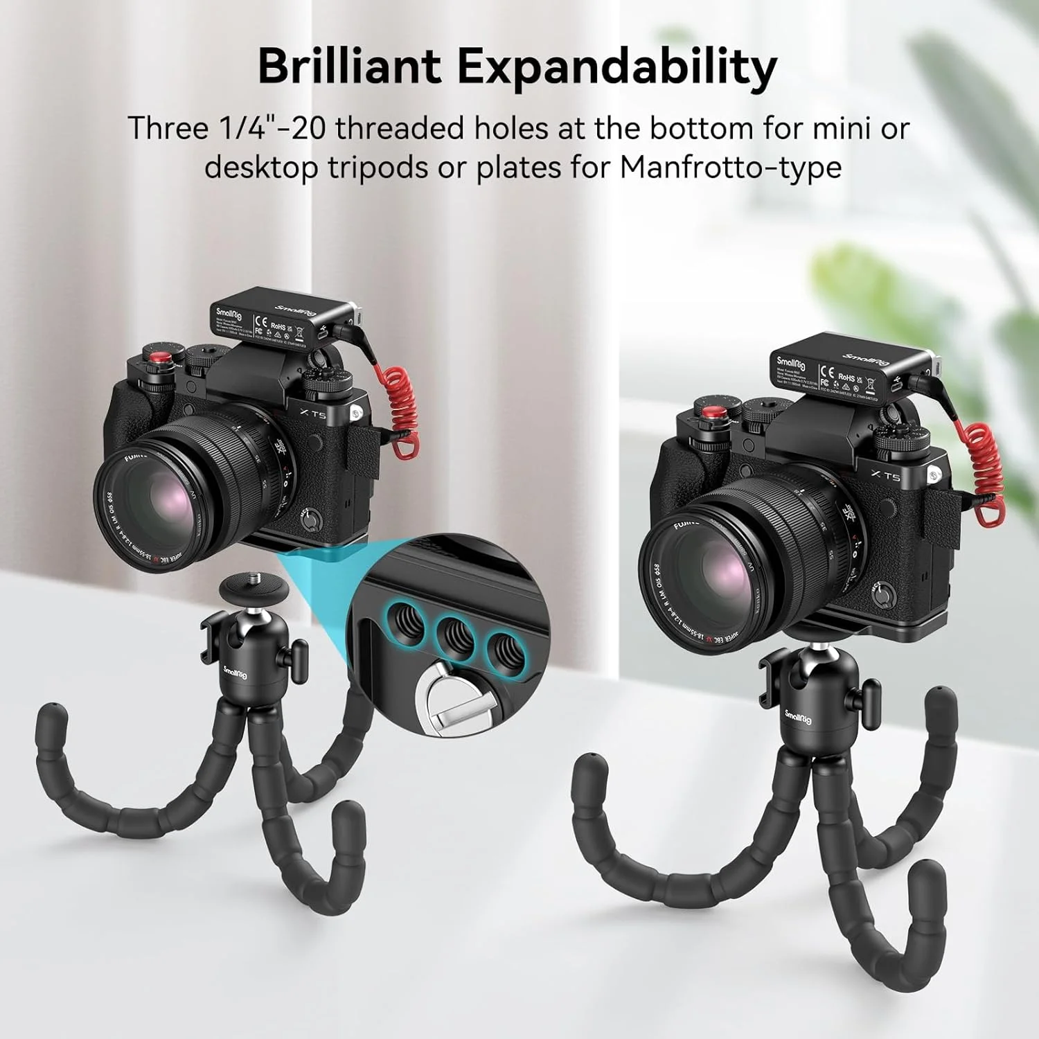 گریپ L شکل SmallRig مدل 4260 برای دوربین FUJIFILM X-T5، دارای صفحه رهاسازی سریع داخلی سازگار با Arca، سوراخهای 1/4 اینچ، دستگیره سیلیکونی ارگونومیک، دکمه شاتر (مشکی) گریپ L شکل SmallRig مدل 4260 برای دوربین FUJIFILM X-T5، دارای صفحه رهاسازی سریع داخلی سازگار با Arca، سوراخهای 1/4 اینچ، دستگیره سیلیکونی ارگونومیک، دکمه شاتر (مشکی)