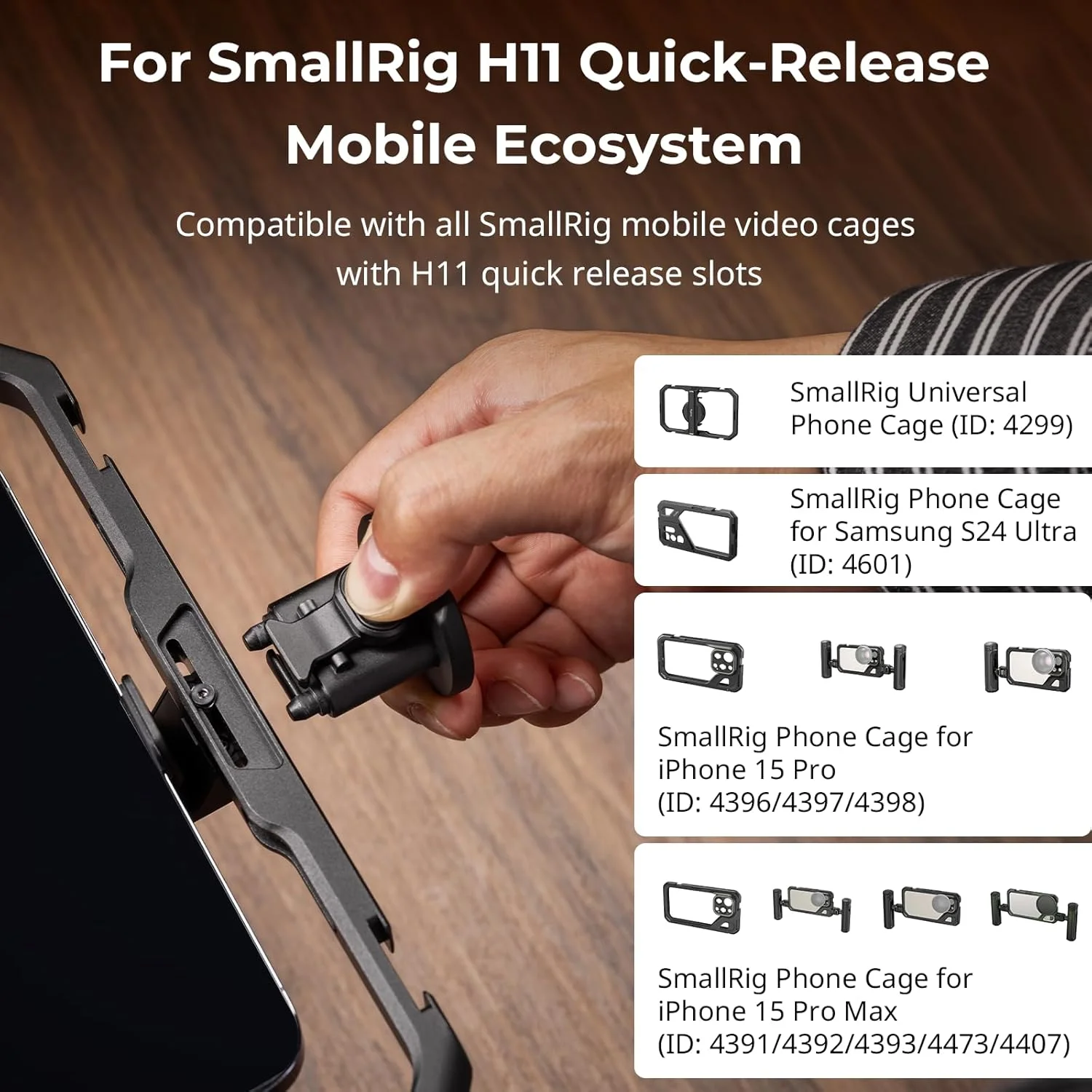 آداپتور رهاسازی سریع SMALLRIG H11 برای قفس موبایل رهاسازی سریع SMALLRIG H11، برای سه پایه ها، تثبیت کننده ها، لغزنده ها و سایر دستگاه ها با سرهای سه پایه برای Arca - 4609