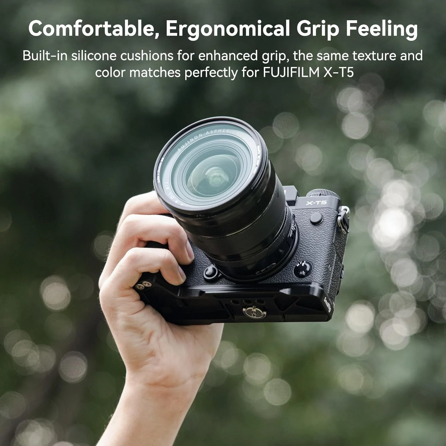 گریپ L شکل SmallRig مدل 4260 برای دوربین FUJIFILM X-T5، دارای صفحه رهاسازی سریع داخلی سازگار با Arca، سوراخهای 1/4 اینچ، دستگیره سیلیکونی ارگونومیک، دکمه شاتر (مشکی) گریپ L شکل SmallRig مدل 4260 برای دوربین FUJIFILM X-T5، دارای صفحه رهاسازی سریع داخلی سازگار با Arca، سوراخهای 1/4 اینچ، دستگیره سیلیکونی ارگونومیک، دکمه شاتر (مشکی)