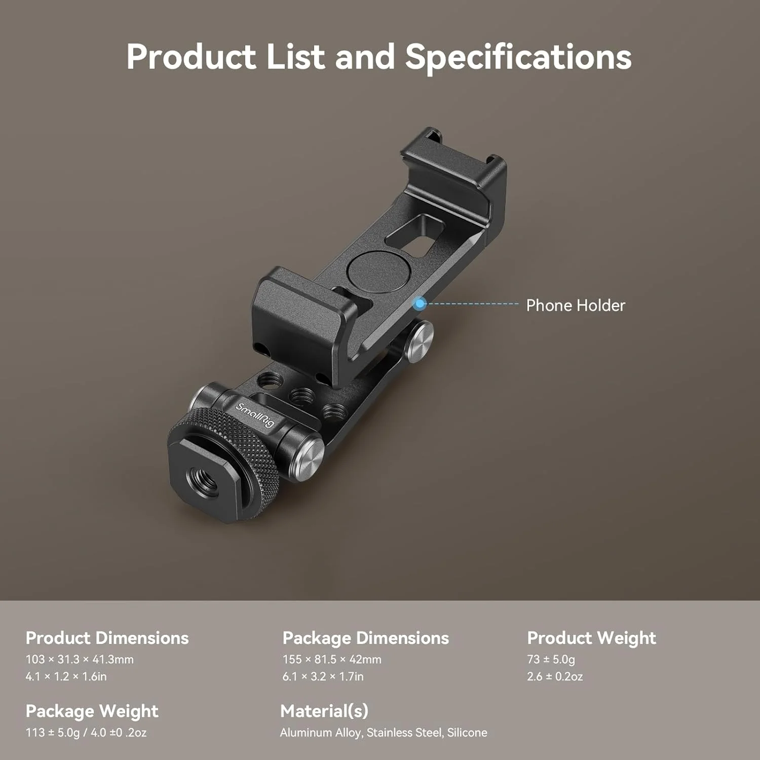 نگهدارنده فلزی گوشی SmallRig با مانت کفشک سرد، آداپتور نگهدارنده گوشی موبایل جهانی با اتصالات قابل تنظیم آزادانه، مانت سه پایه گوشی برای آیفون 15/14، برای سامسونگ گلکسی و سایر گوشی ها - 4382 نگهدارنده فلزی گوشی SmallRig با مانت کفشک سرد، آداپتور نگهدارنده گوشی موبایل جهانی با اتصالات قابل تنظیم آزادانه، مانت سه پایه گوشی برای آیفون 15/14، برای سامسونگ گلکسی و سایر گوشی ها - 4382