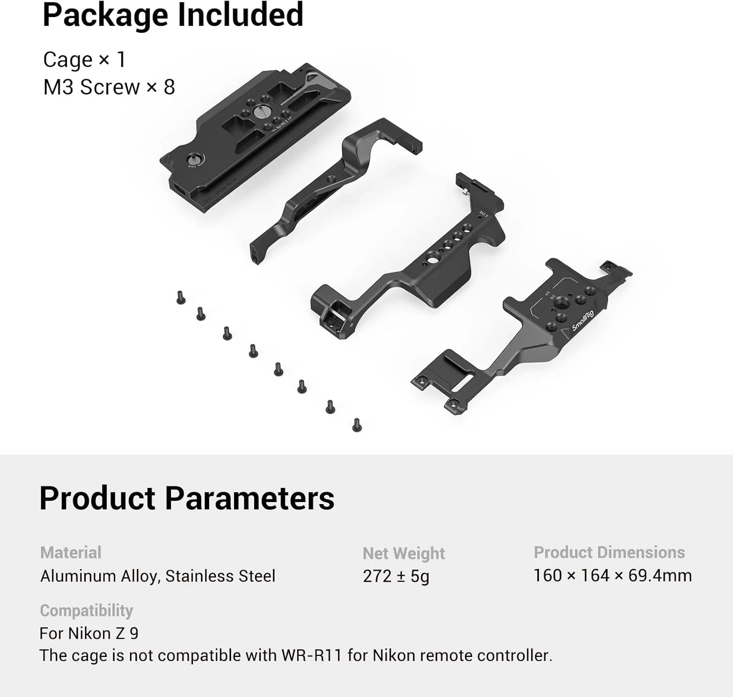 کیج دوربین SMALLRIG Z 9، کیج دوربین فیلمبرداری آلیاژ آلومینیوم برای Nikon Z 9، صفحه یکپارچه Ark، با سوراخ های 3/8 اینچ -16 برای ARRI -3195 کیج دوربین SMALLRIG Z 9، کیج دوربین فیلمبرداری آلیاژ آلومینیوم برای Nikon Z 9، صفحه یکپارچه Ark، با سوراخ های 3/8 اینچ -16 برای ARRI -3195