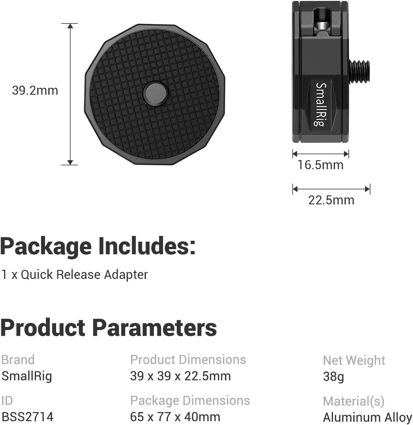 آداپتور رهاسازی سریع یونیورسال SmallRig TransMount برای مینی سه پایه و تک پایه به استابلایزر گیمبال و لوازم جانبی دوربین، دارای طراحی 1/4 اینچ -20 نر/ماده - BSS2714 آداپتور رهاسازی سریع یونیورسال SmallRig TransMount برای مینی سه پایه و تک پایه به استابلایزر گیمبال و لوازم جانبی دوربین، دارای طراحی 1/4 اینچ -20 نر/ماده - BSS2714