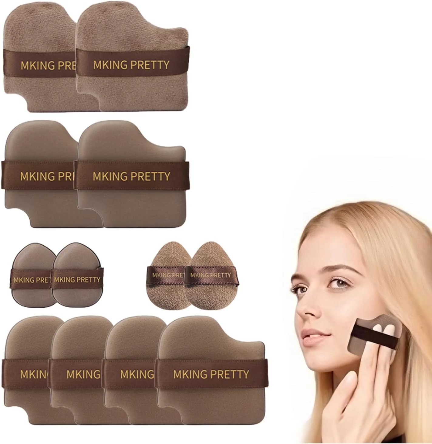 ست اسفنج آرایشی DMG TECH 2 Bags - مجموعه 12 عددی بیوتی بلندر رنگ شکلاتی، اسفنج های نرم و قابل استفاده مجدد برای استفاده مرطوب/خشک، اپلیکاتورهای آرایشی حرفه ای و مناسب سفر - إسفنج مكياج احترافي