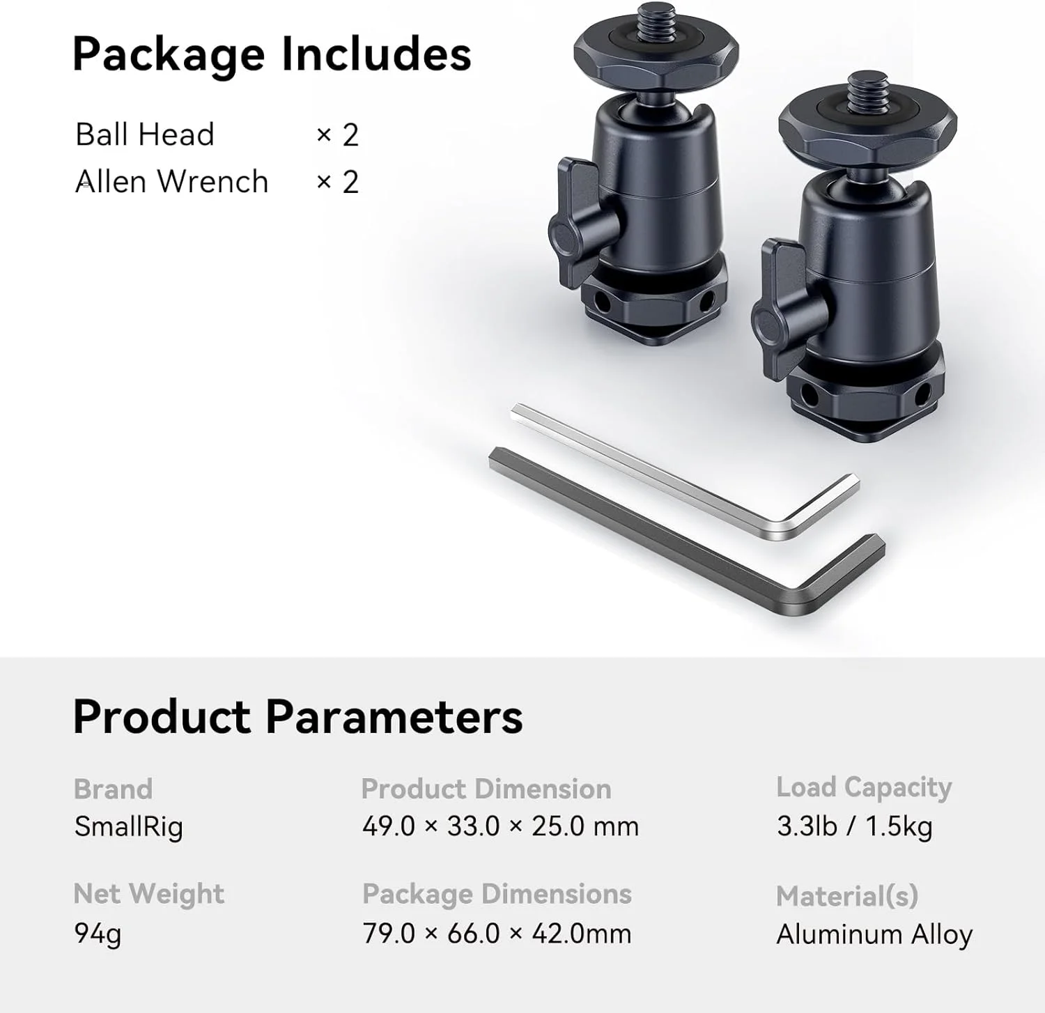 مینی هد توپی SmallRig (بسته 2 عددی) با پیچ 1/4 اینچی و مانت کفشک جداشدنی، هد سه پایه آلومینیومی قابل چرخش 360 درجه برای سه پایه دوربین، تک پایه، دوربین فیلمبرداری، نور، میکروفون، حداکثر بار 1.5 کیلوگرم - 2948B مینی هد توپی SmallRig (بسته 2 عددی) با پیچ 1/4 اینچی و مانت کفشک جداشدنی، هد سه پایه آلومینیومی قابل چرخش 360 درجه برای سه پایه دوربین، تک پایه، دوربین فیلمبرداری، نور، میکروفون، حداکثر بار 1.5 کیلوگرم - 2948B