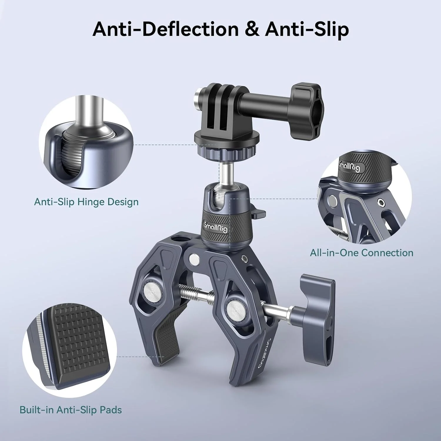 گیره سوپر اسمال ریگ با سر توپی، گیره نگهدارنده دوربین، آداپتور رهاسازی سریع برای گو پرو، مانیتور دوربین، چراغ ال ای دی، حداکثر تحمل وزن 3.5 کیلوگرم - 4102 گیره سوپر اسمال ریگ با سر توپی، گیره نگهدارنده دوربین، آداپتور رهاسازی سریع برای گو پرو، مانیتور دوربین، چراغ ال ای دی، حداکثر تحمل وزن 3.5 کیلوگرم - 4102