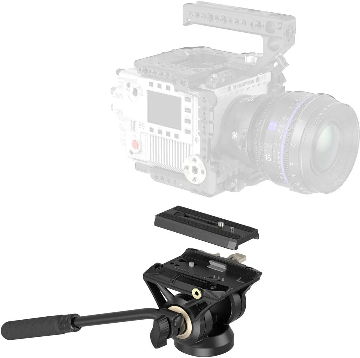 هد سیال SmallRig DH-01 3985 برای دوربین های DJI RS 2/3/3 PRO و MFT، مشکی، حداکثر بار 5 کیلوگرم، چرخش 360 درجه، شیب 90 درجه، رهاسازی سریع، پایه سه پایه
