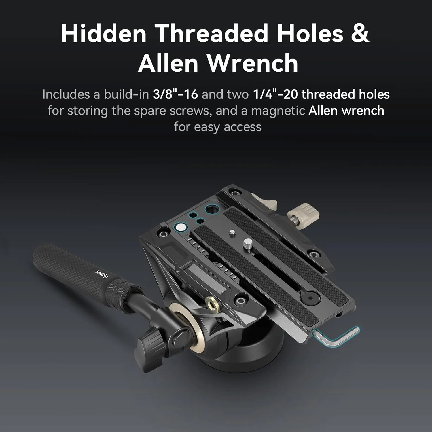 هد سیال SmallRig DH-01 3985 برای دوربین های DJI RS 2/3/3 PRO و MFT، مشکی، حداکثر بار 5 کیلوگرم، چرخش 360 درجه، شیب 90 درجه، رهاسازی سریع، پایه سه پایه