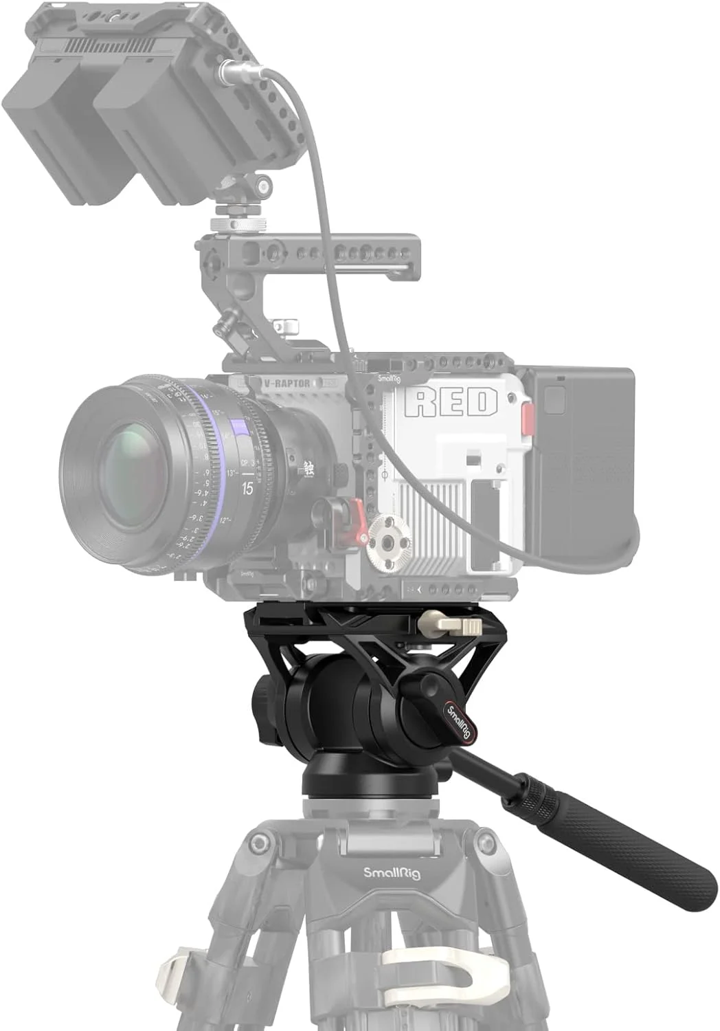 هد سیال SmallRig DH-01 3985 برای دوربین های DJI RS 2/3/3 PRO و MFT، مشکی، حداکثر بار 5 کیلوگرم، چرخش 360 درجه، شیب 90 درجه، رهاسازی سریع، پایه سه پایه