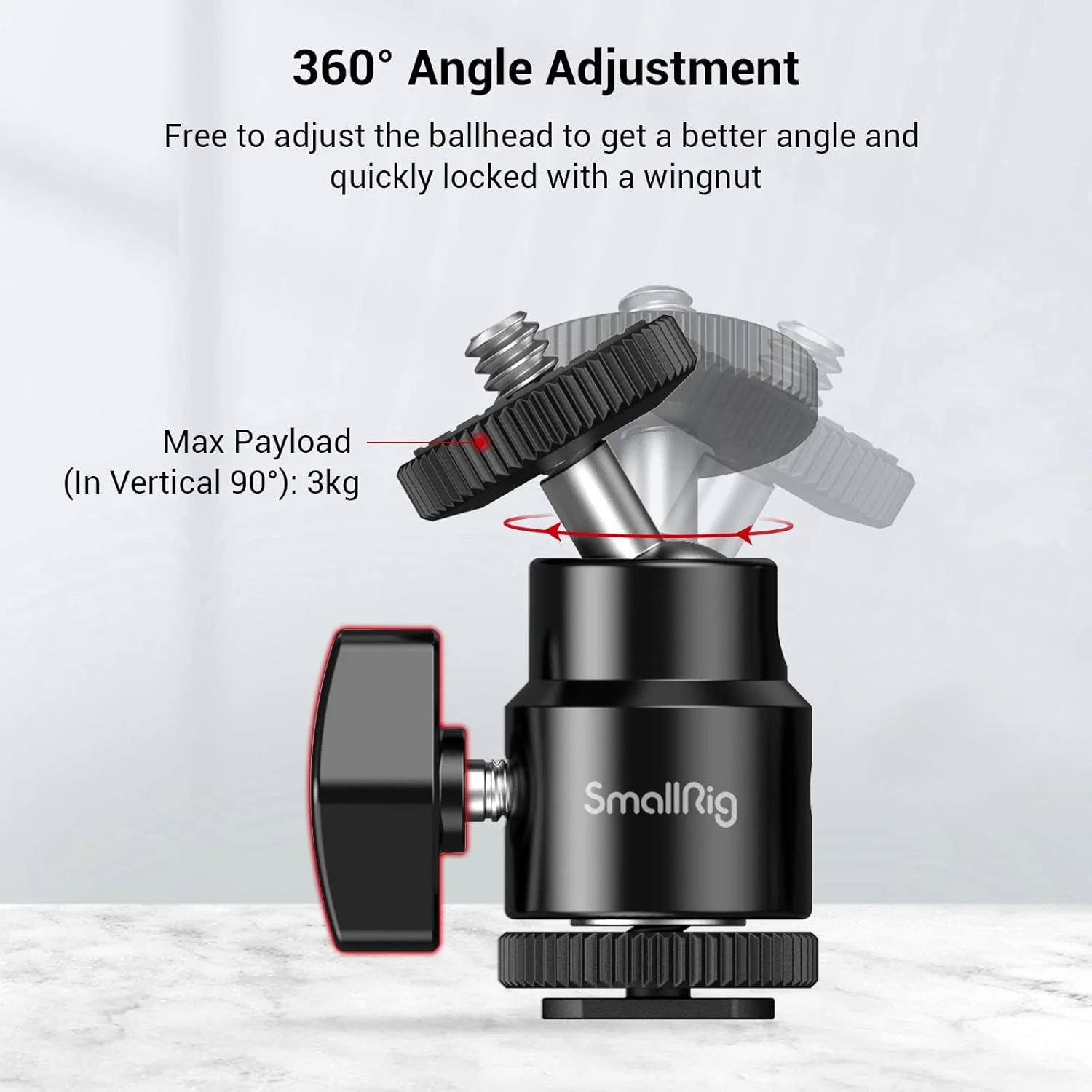 SMALLRIG پایه هد توپی (2 عددی) با آداپتور کفشک سرد برای پایه نور، دوربین DSLR، سه پایه - 2059