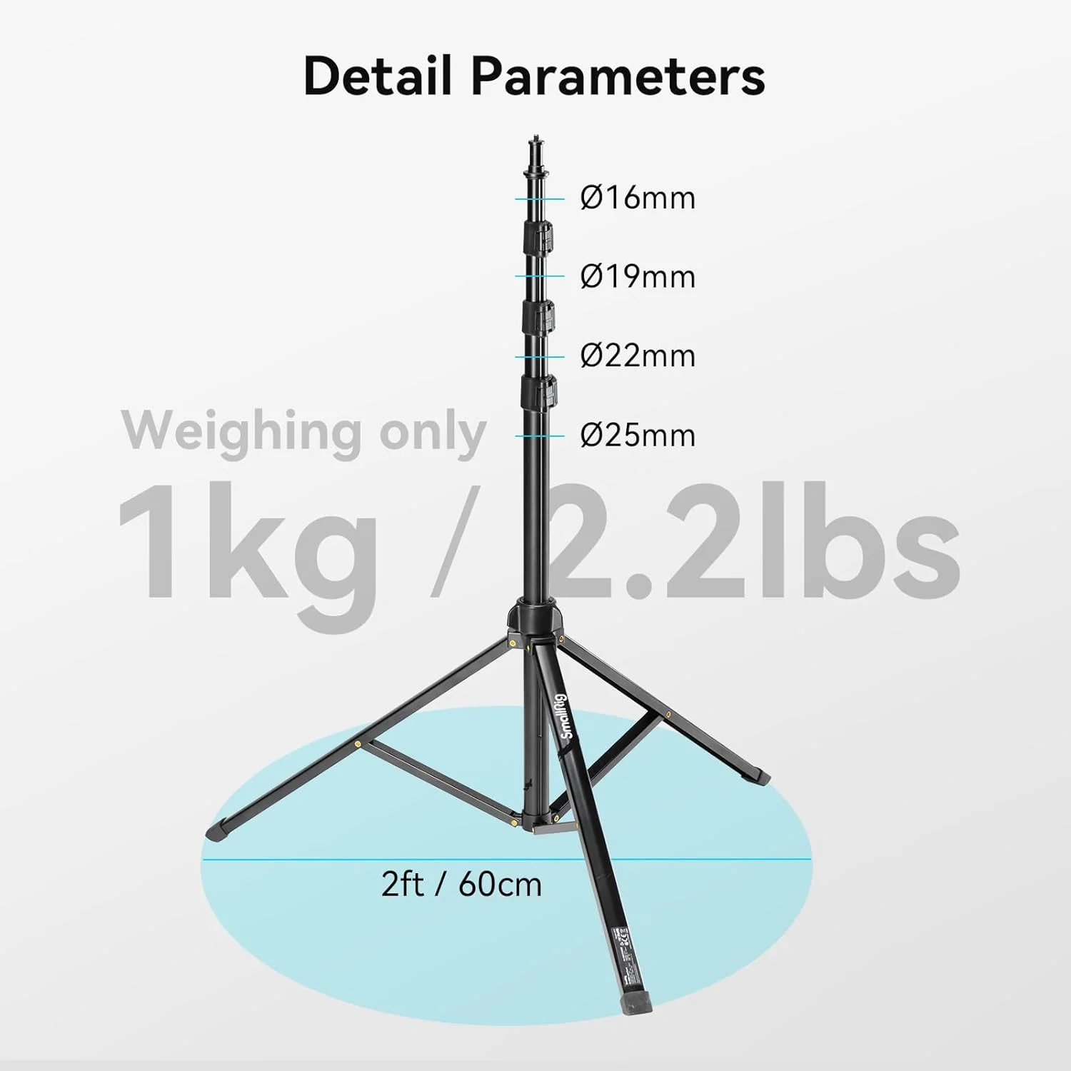 پایه نور SMALLRIG RA-S200 برای عکاسی 200 سانتیمتر، پایه نور سبک وزن برای رفلکتورها، سافت باکسها، نورهای استودیویی، چترها، رینگ لایت، حداکثر بار 4 کیلوگرم - 4379 پایه نور SMALLRIG RA-S200 برای عکاسی 200 سانتیمتر، پایه نور سبک وزن برای رفلکتورها، سافت باکسها، نورهای استودیویی، چترها، رینگ لایت، حداکثر بار 4 کیلوگرم - 4379