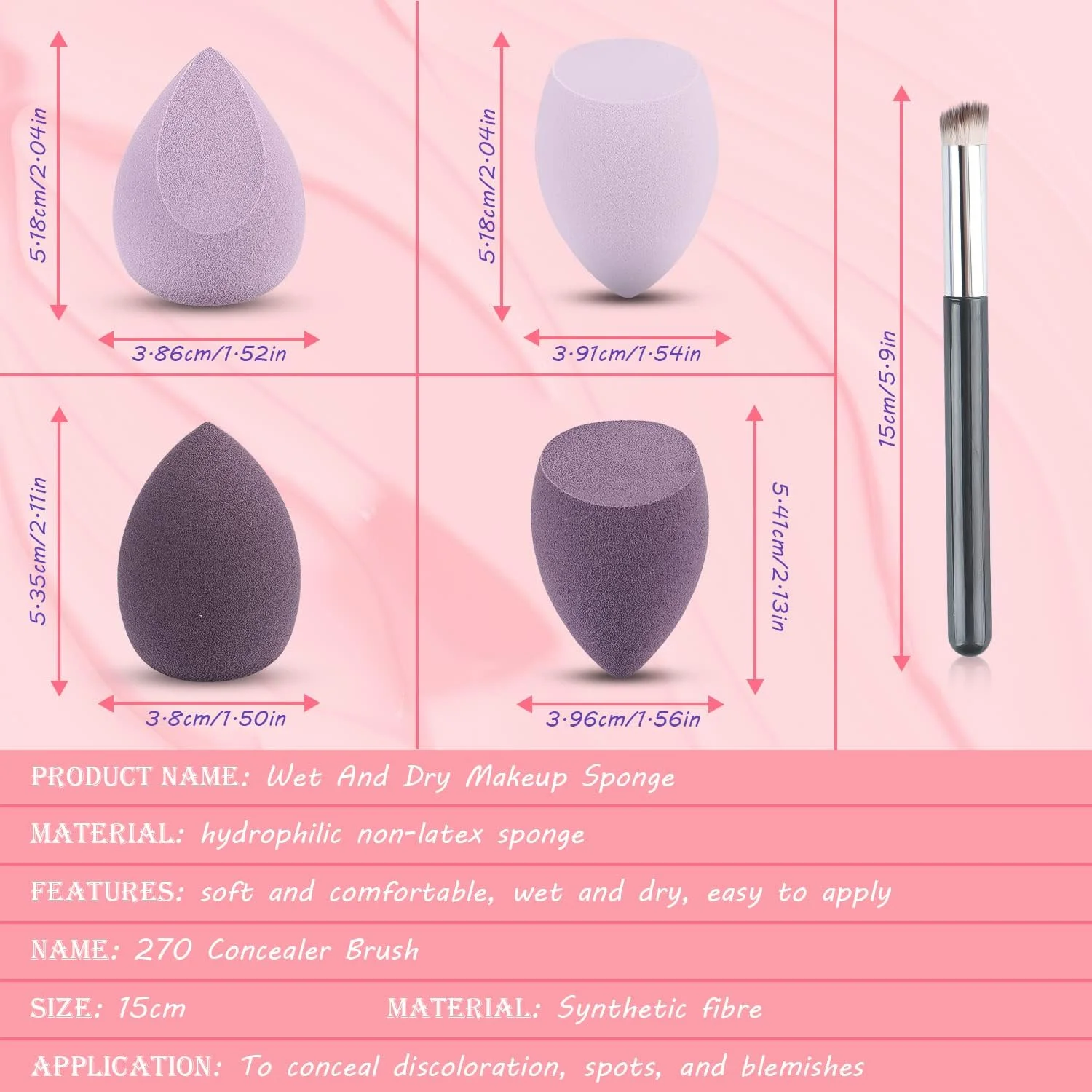 Byffoer Makeup Sponge Set, 4 Pieces Cosmetic Sponges with 1 Concealer Brush, No Latex Foundation Makeup Blending Sponges for Liquids Creams Powder Byffoer Makeup Sponge Set, 4 Pieces Cosmetic Sponges with 1 Concealer Brush, No Latex Foundation Makeup Blending Sponges for Liquids Creams Powder