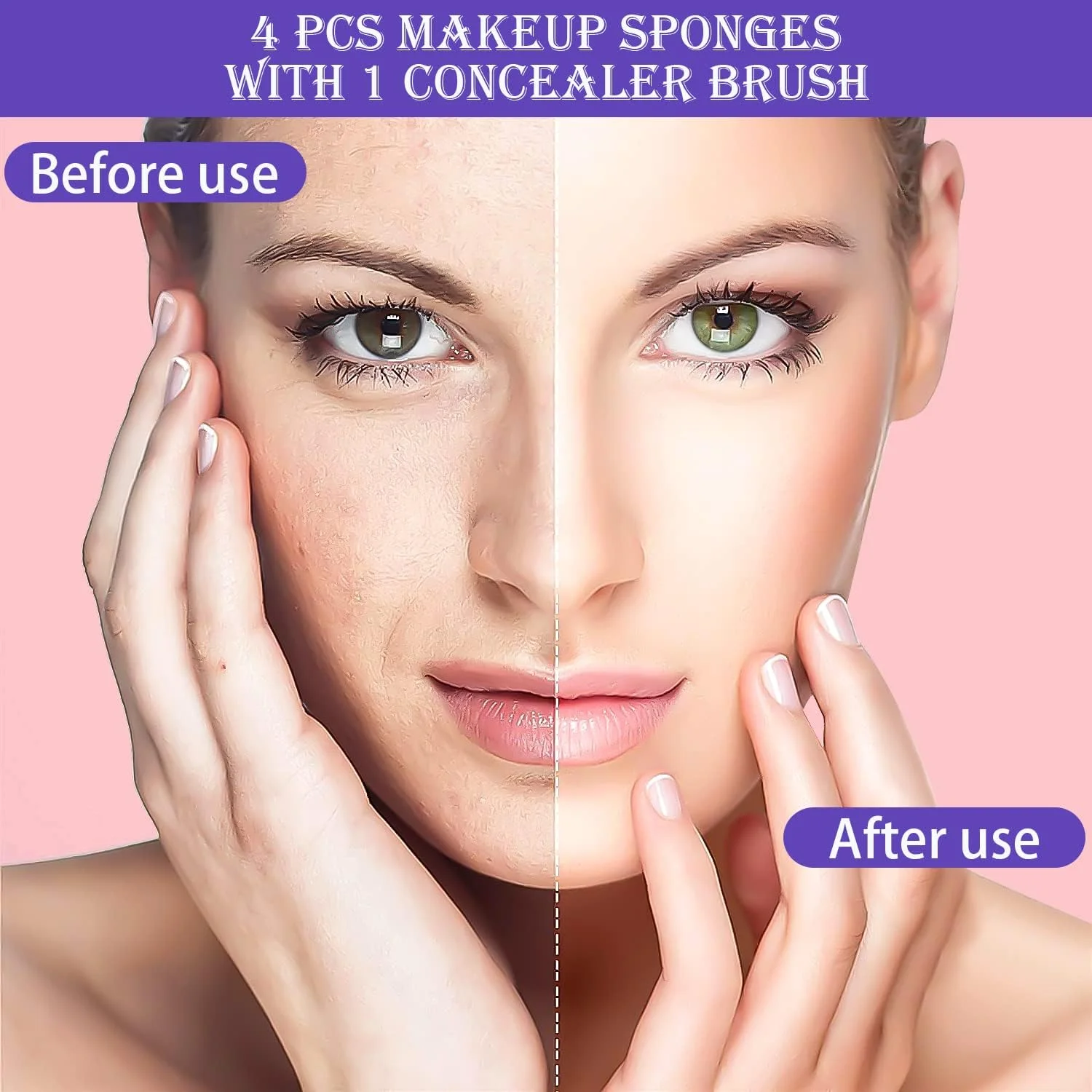 Byffoer Makeup Sponge Set, 4 Pieces Cosmetic Sponges with 1 Concealer Brush, No Latex Foundation Makeup Blending Sponges for Liquids Creams Powder Byffoer Makeup Sponge Set, 4 Pieces Cosmetic Sponges with 1 Concealer Brush, No Latex Foundation Makeup Blending Sponges for Liquids Creams Powder