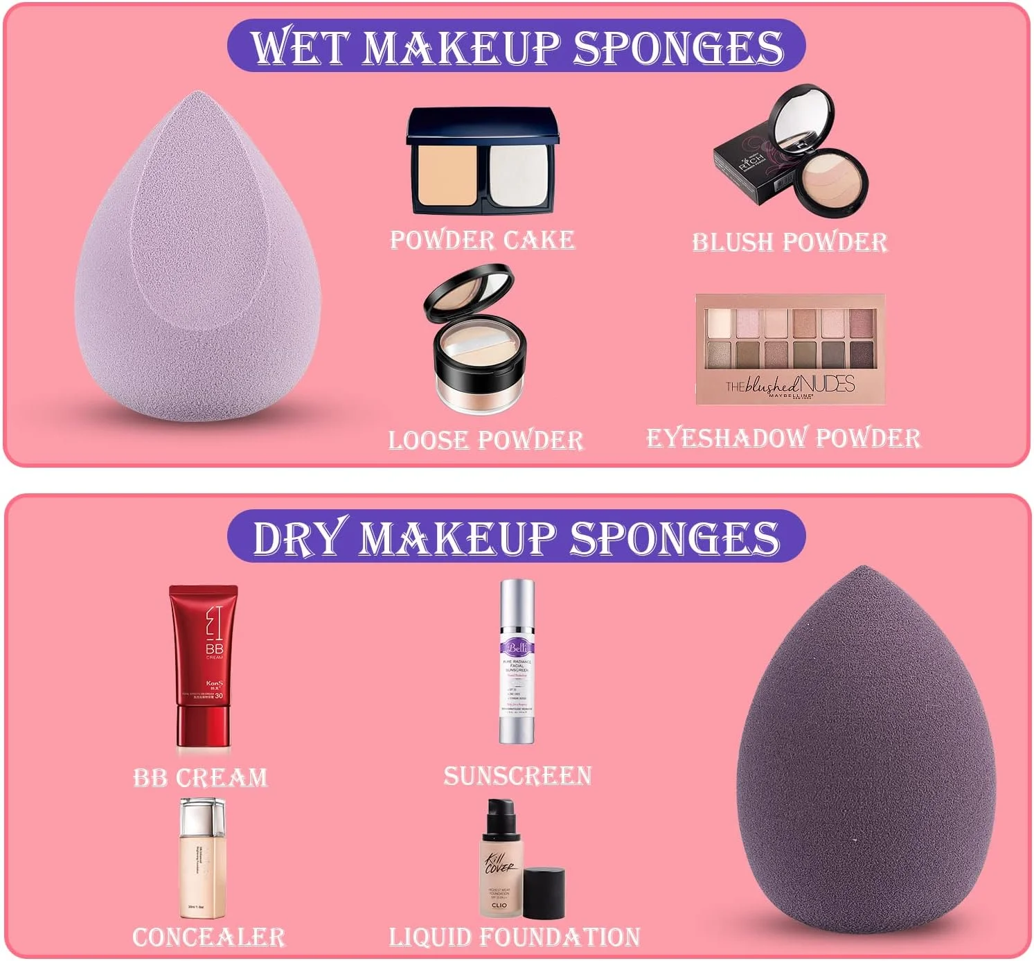 Byffoer Makeup Sponge Set, 4 Pieces Cosmetic Sponges with 1 Concealer Brush, No Latex Foundation Makeup Blending Sponges for Liquids Creams Powder Byffoer Makeup Sponge Set, 4 Pieces Cosmetic Sponges with 1 Concealer Brush, No Latex Foundation Makeup Blending Sponges for Liquids Creams Powder