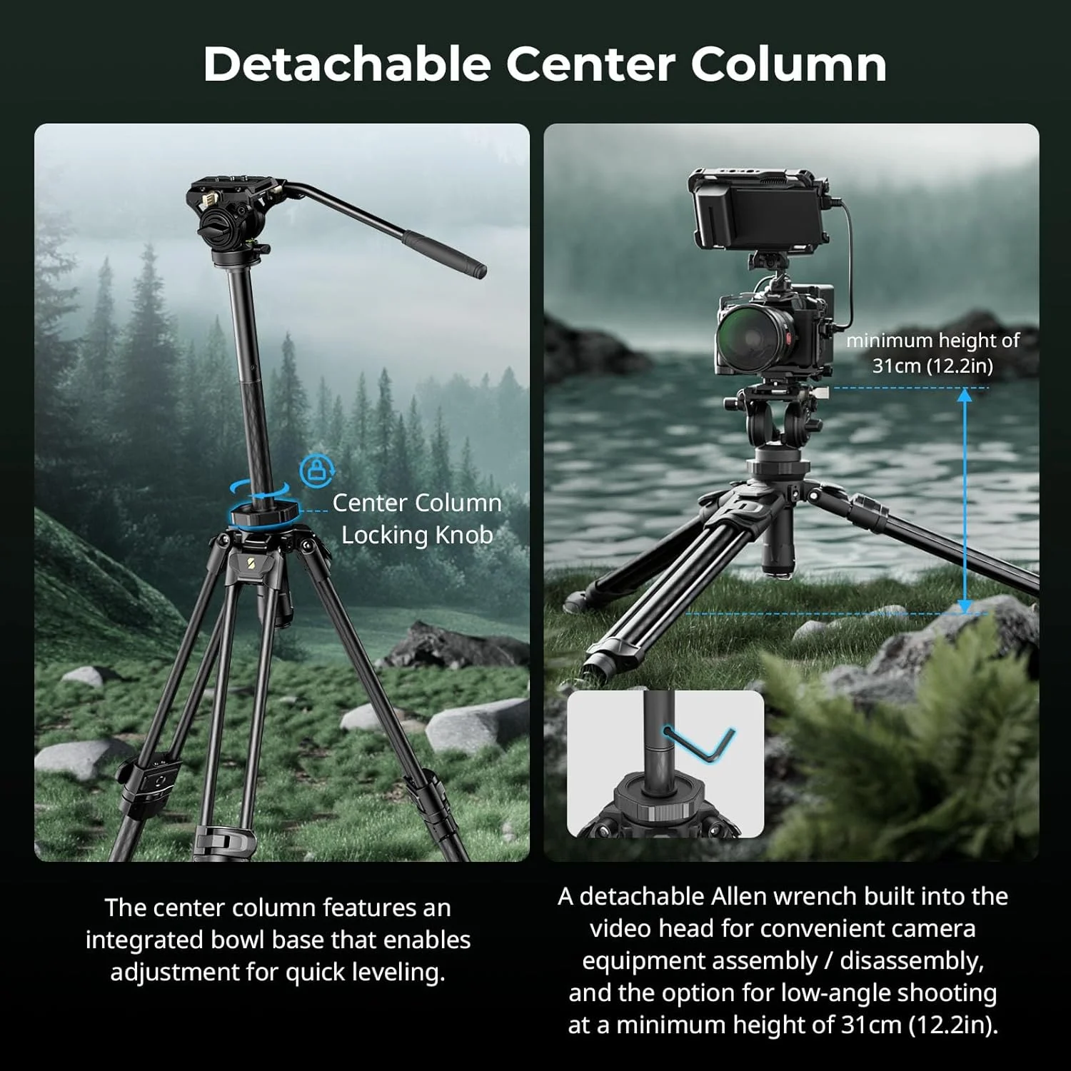 کیت سه پایه فیبر کربنی SmallRig AD-50 Pro، سه پایه فیلمبرداری سبک وزن 4420 کیت سه پایه فیبر کربنی SmallRig AD-50 Pro، سه پایه فیلمبرداری سبک وزن 4420