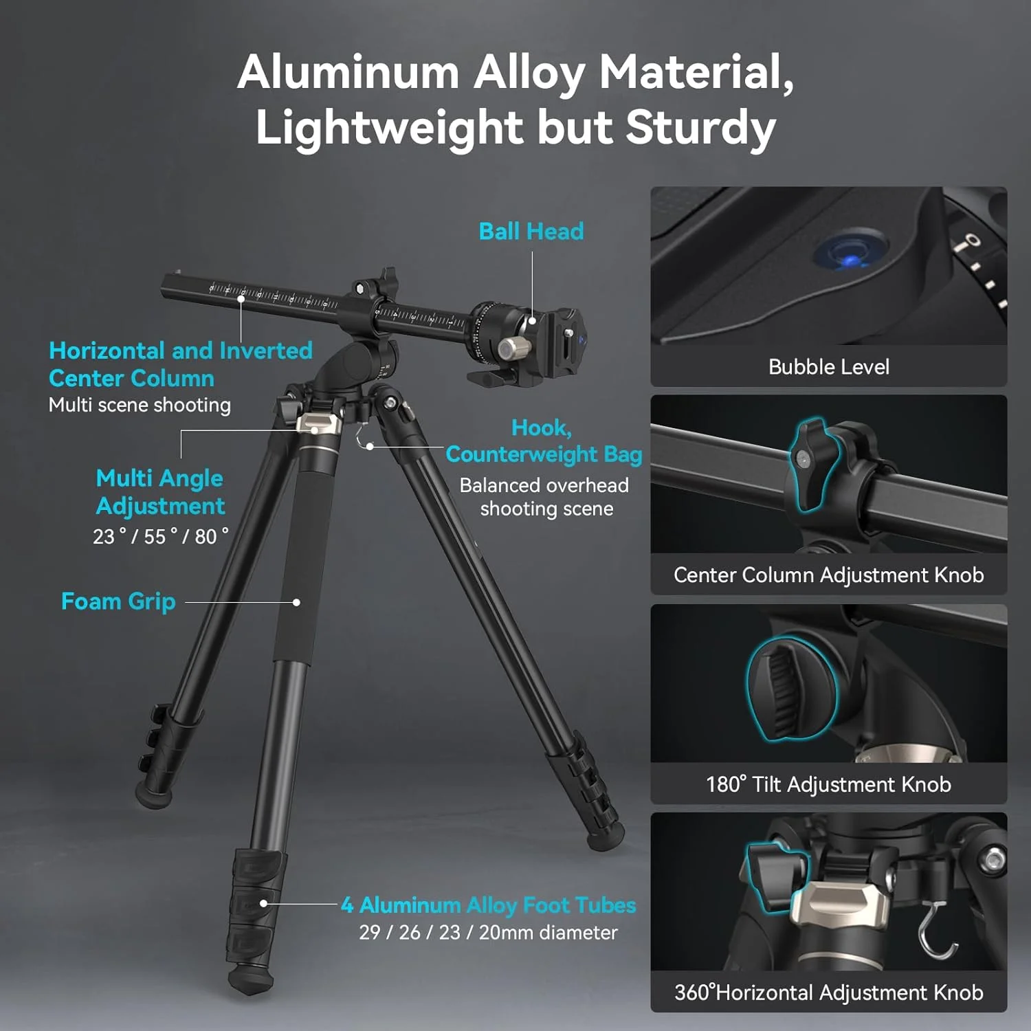 SmallRig 73" Camera Tripod, 360° Rotation Center Column Horizontal Tripod Monopod with Smartphone Holder, Carrying Bag, Weight Bag for DSLR Camera, Video Camcorder, Max Load 22lb/10kg-4288 SmallRig 73" Camera Tripod, 360° Rotation Center Column Horizontal Tripod Monopod with Smartphone Holder, Carrying Bag, Weight Bag for DSLR Camera, Video Camcorder, Max Load 22lb/10kg-4288