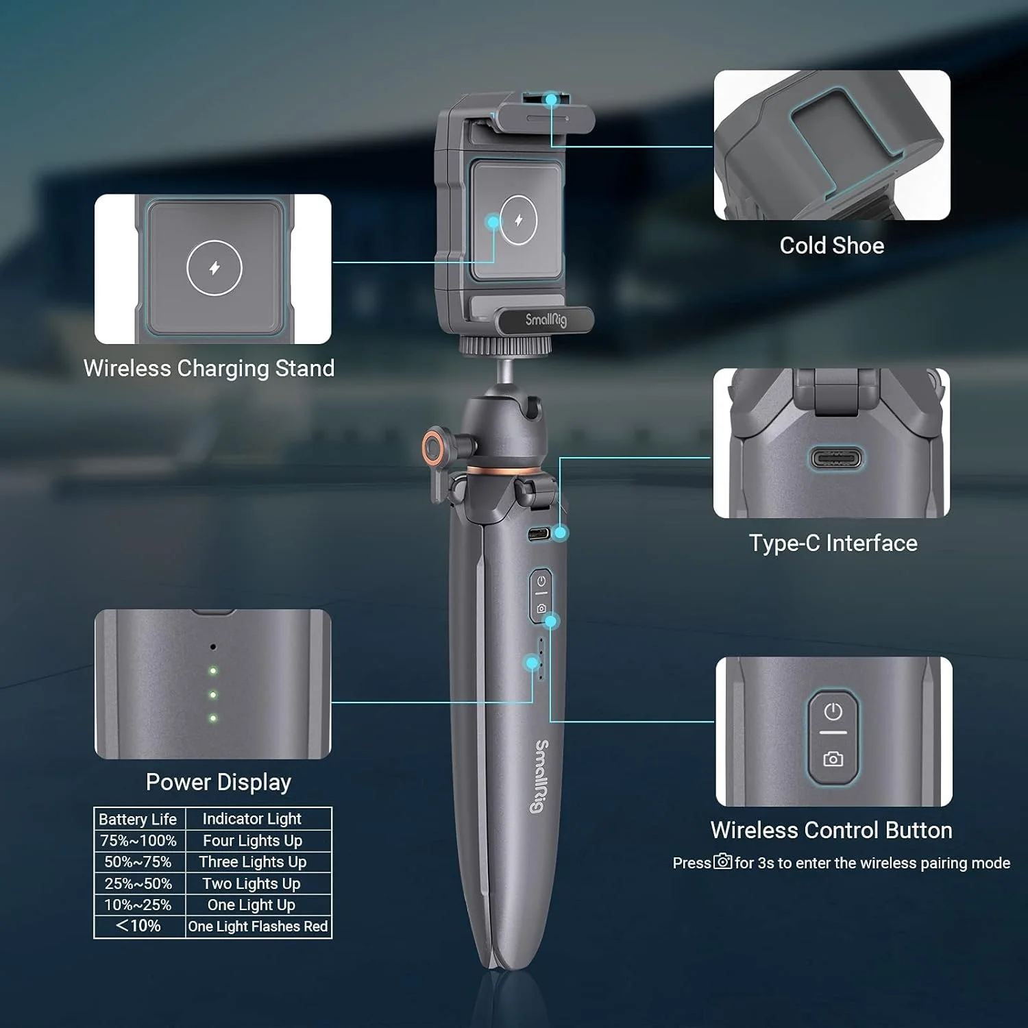 SmallRig Charging Tripod 3108 ET-10 SmallRig Charging Tripod 3108 ET-10