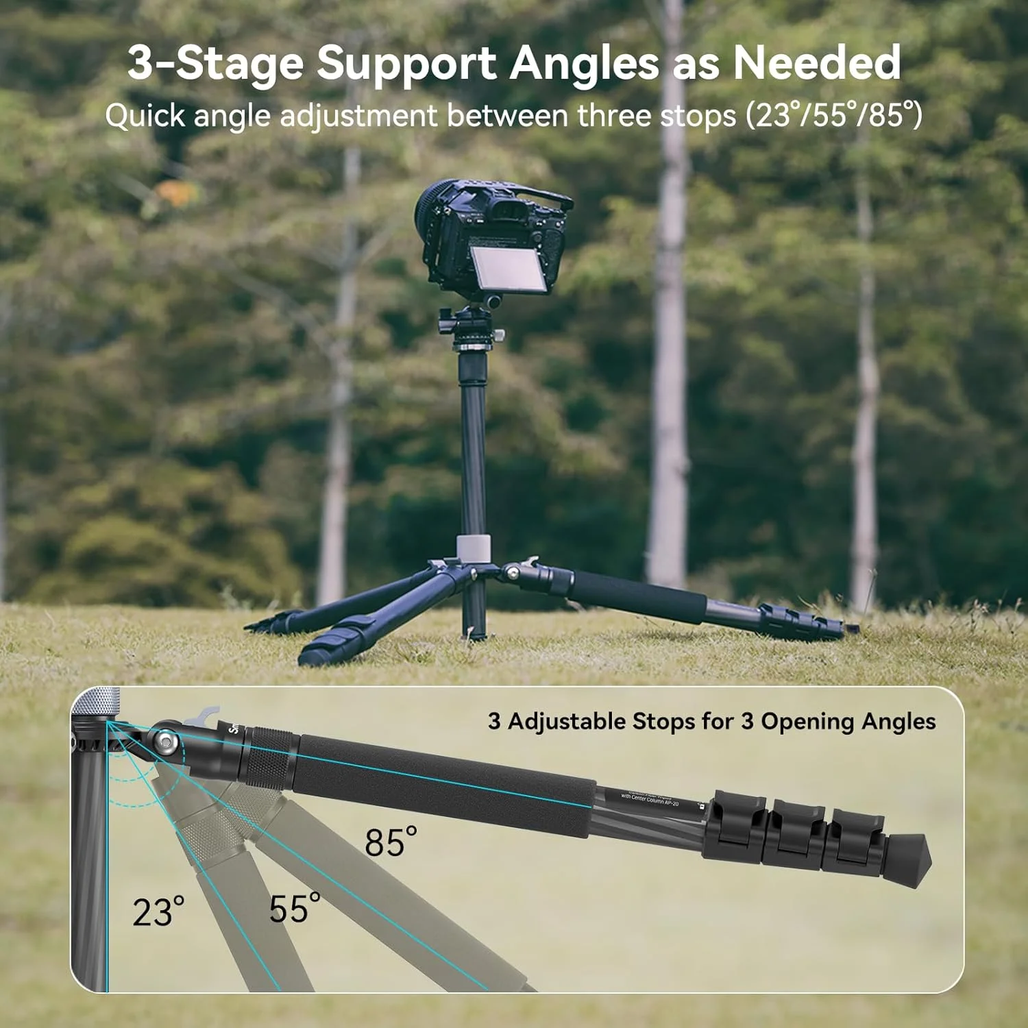 SmallRig Upgraded 62.2" Carbon Fiber Tripod Monopod with Center Column, Compact Lightweight Tripod with 360° Ball Head, Quick Release Plate, for DSLR Camera, Video Camcorder, Load up to 26.5 lbs/12 kg SmallRig Upgraded 62.2" Carbon Fiber Tripod Monopod with Center Column, Compact Lightweight Tripod with 360° Ball Head, Quick Release Plate, for DSLR Camera, Video Camcorder, Load up to 26.5 lbs/12 kg