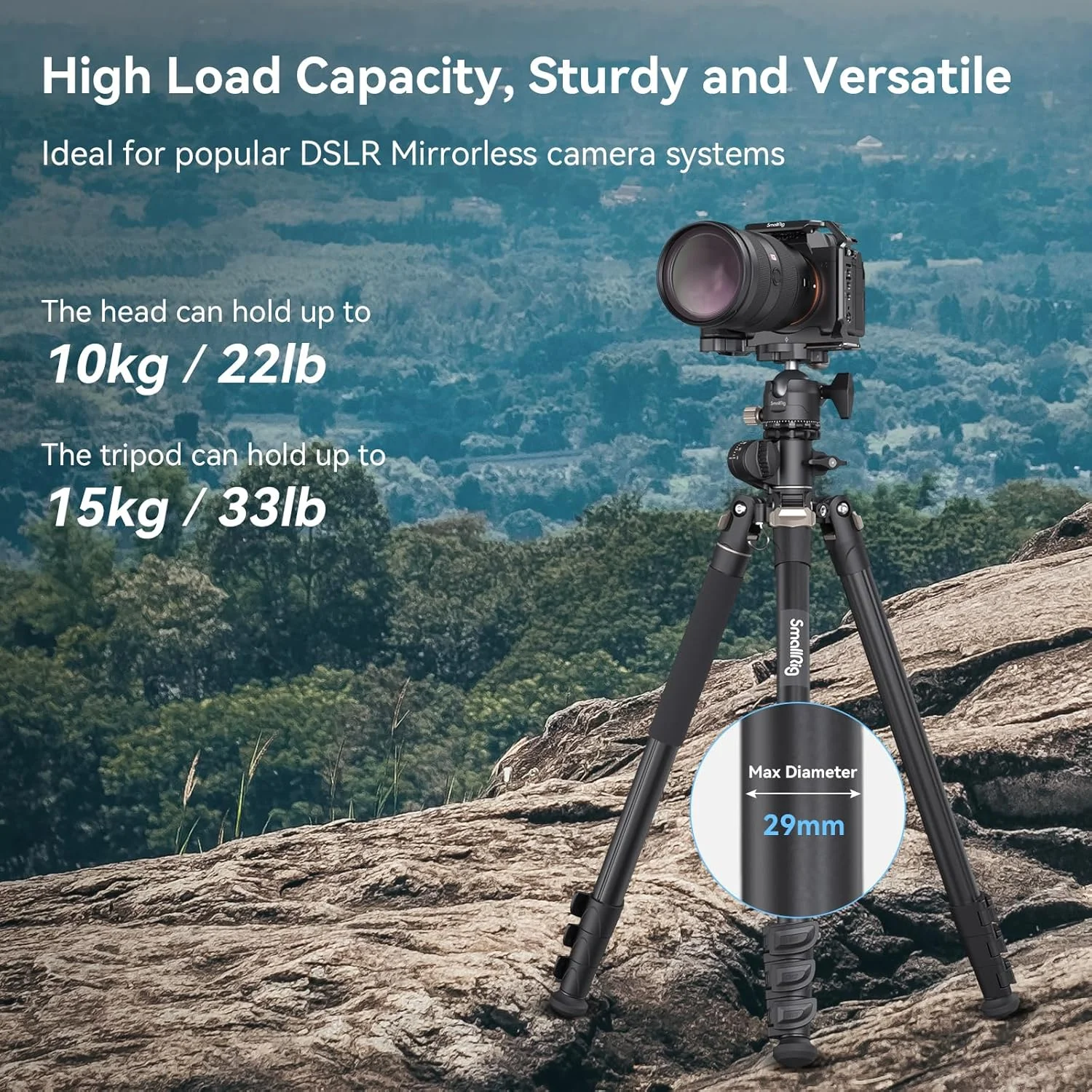 SmallRig 73" Camera Tripod, 360° Rotation Center Column Horizontal Tripod Monopod with Smartphone Holder, Carrying Bag, Weight Bag for DSLR Camera, Video Camcorder, Max Load 22lb/10kg-4288 SmallRig 73" Camera Tripod, 360° Rotation Center Column Horizontal Tripod Monopod with Smartphone Holder, Carrying Bag, Weight Bag for DSLR Camera, Video Camcorder, Max Load 22lb/10kg-4288