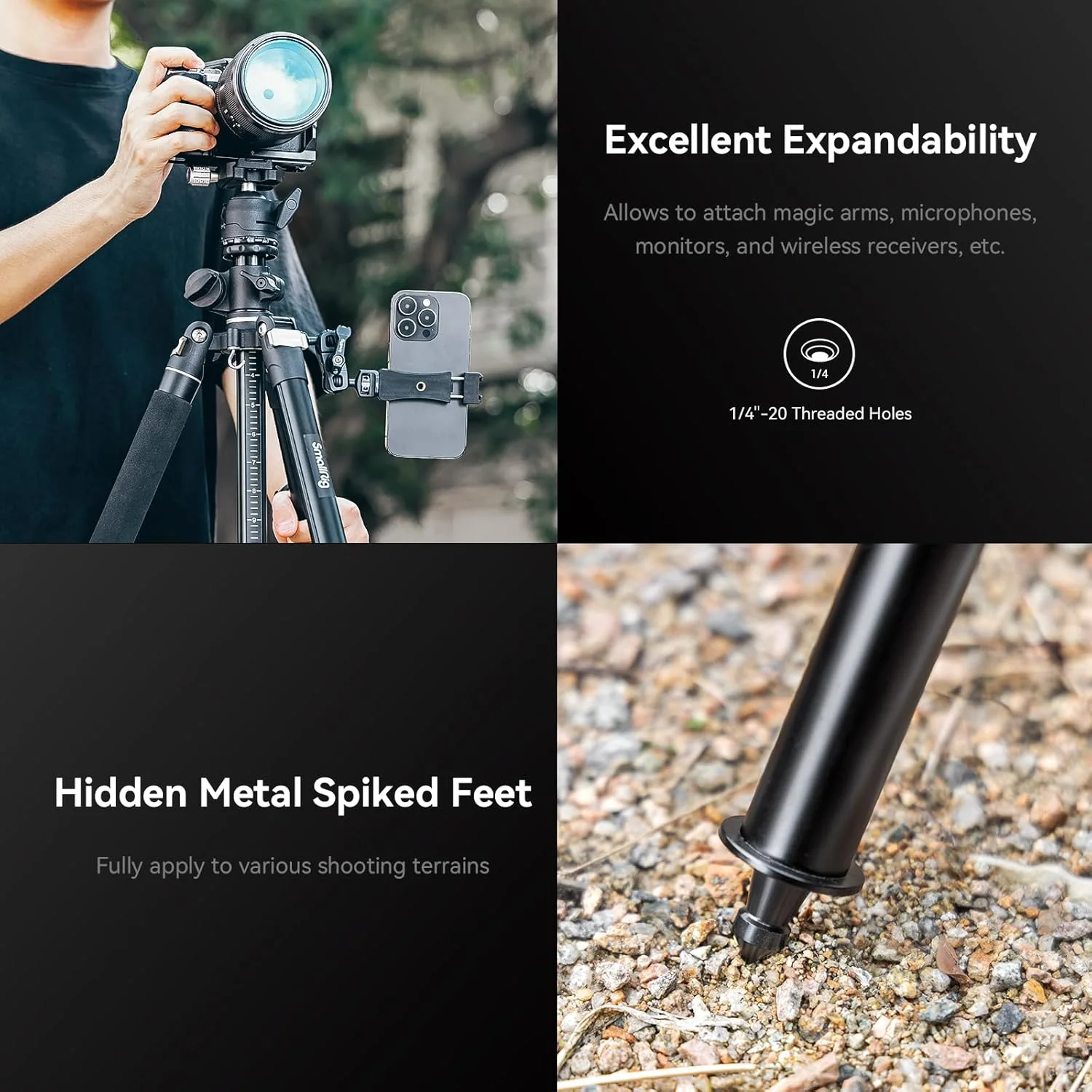 SmallRig 73" Camera Tripod, 360° Rotation Center Column Horizontal Tripod Monopod with Smartphone Holder, Carrying Bag, Weight Bag for DSLR Camera, Video Camcorder, Max Load 22lb/10kg-4288 SmallRig 73" Camera Tripod, 360° Rotation Center Column Horizontal Tripod Monopod with Smartphone Holder, Carrying Bag, Weight Bag for DSLR Camera, Video Camcorder, Max Load 22lb/10kg-4288