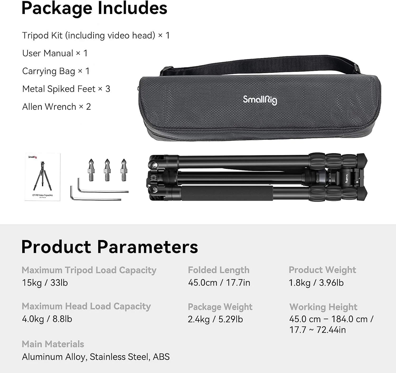 سه پایه ویدیویی حرفه ای 72 اینچی SmallRig، هد سیال با پایه تراز، تبدیل به تک پایه، سه پایه ویدیویی برای مسافرت، ویدیو و ولاگ، با کیف حمل، حداکثر بار 4 کیلوگرم - 4319 سه پایه ویدیویی حرفه ای 72 اینچی SmallRig، هد سیال با پایه تراز، تبدیل به تک پایه، سه پایه ویدیویی برای مسافرت، ویدیو و ولاگ، با کیف حمل، حداکثر بار 4 کیلوگرم - 4319