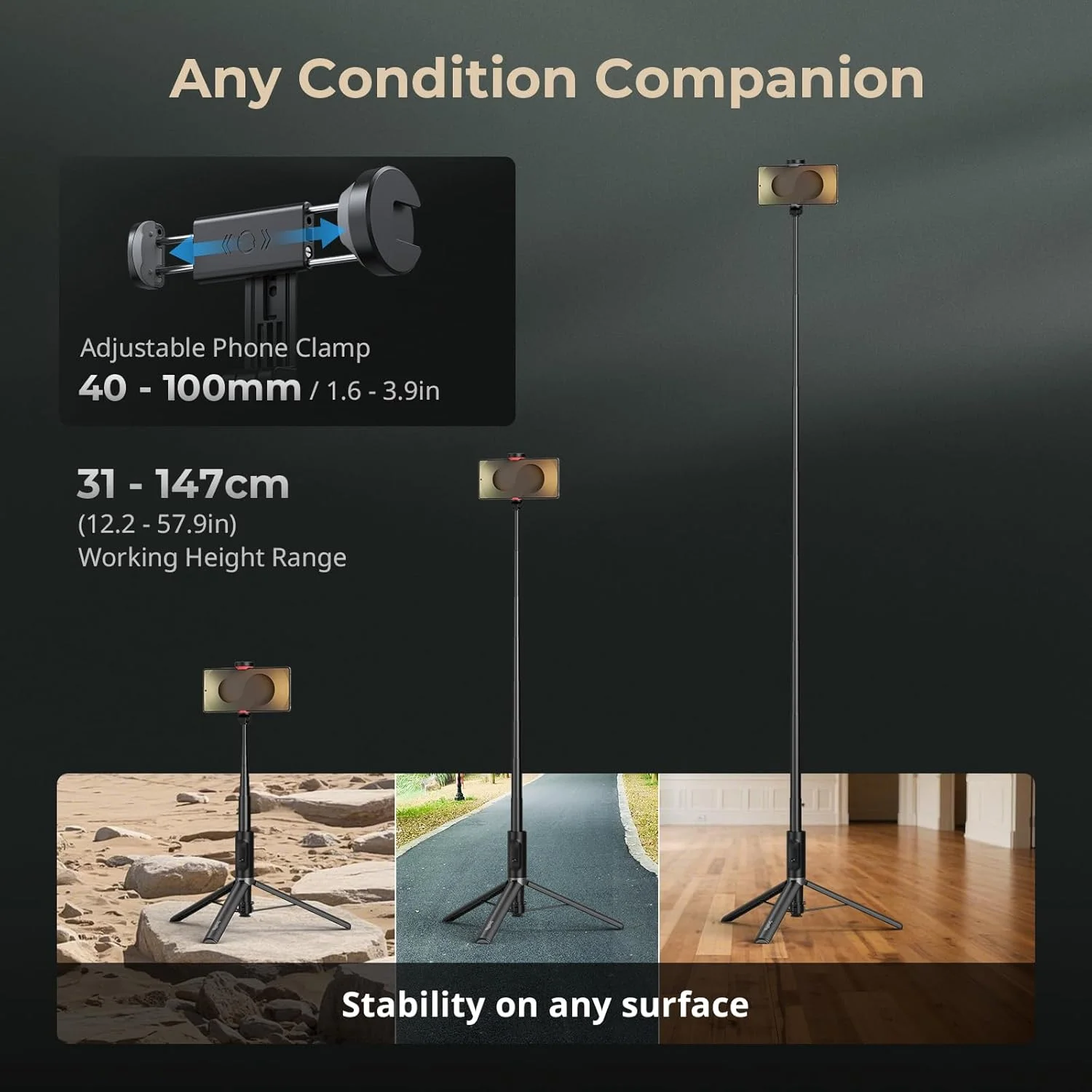 سه پایه سلفی استیک تاشو سریع SmallRig ST30، پایه سه پایه اتوماتیک 57.9 اینچی با ریموت و مانت کفشک سرد، برای آیفون، برای اندروید، ضبط ویدیو، مسافرت، ولاگینگ، مشکی 5291 سه پایه سلفی استیک تاشو سریع SmallRig ST30، پایه سه پایه اتوماتیک 57.9 اینچی با ریموت و مانت کفشک سرد، برای آیفون، برای اندروید، ضبط ویدیو، مسافرت، ولاگینگ، مشکی 5291