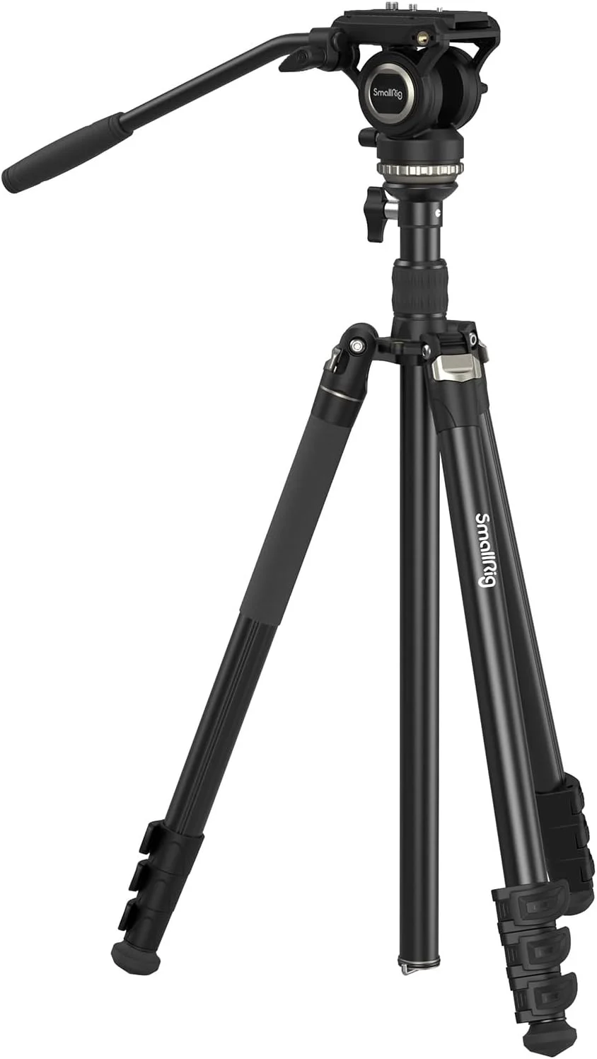 SmallRig CT210 Video Tripod with Leveling Base, Video Head Set, 3 Legs Height up to 75.6 inches (192 cm), Load Capacity 13.2 lbs (6 kg), Camera Tripod, Monopod Height up to 200, DSLR Aluminum Alloy,