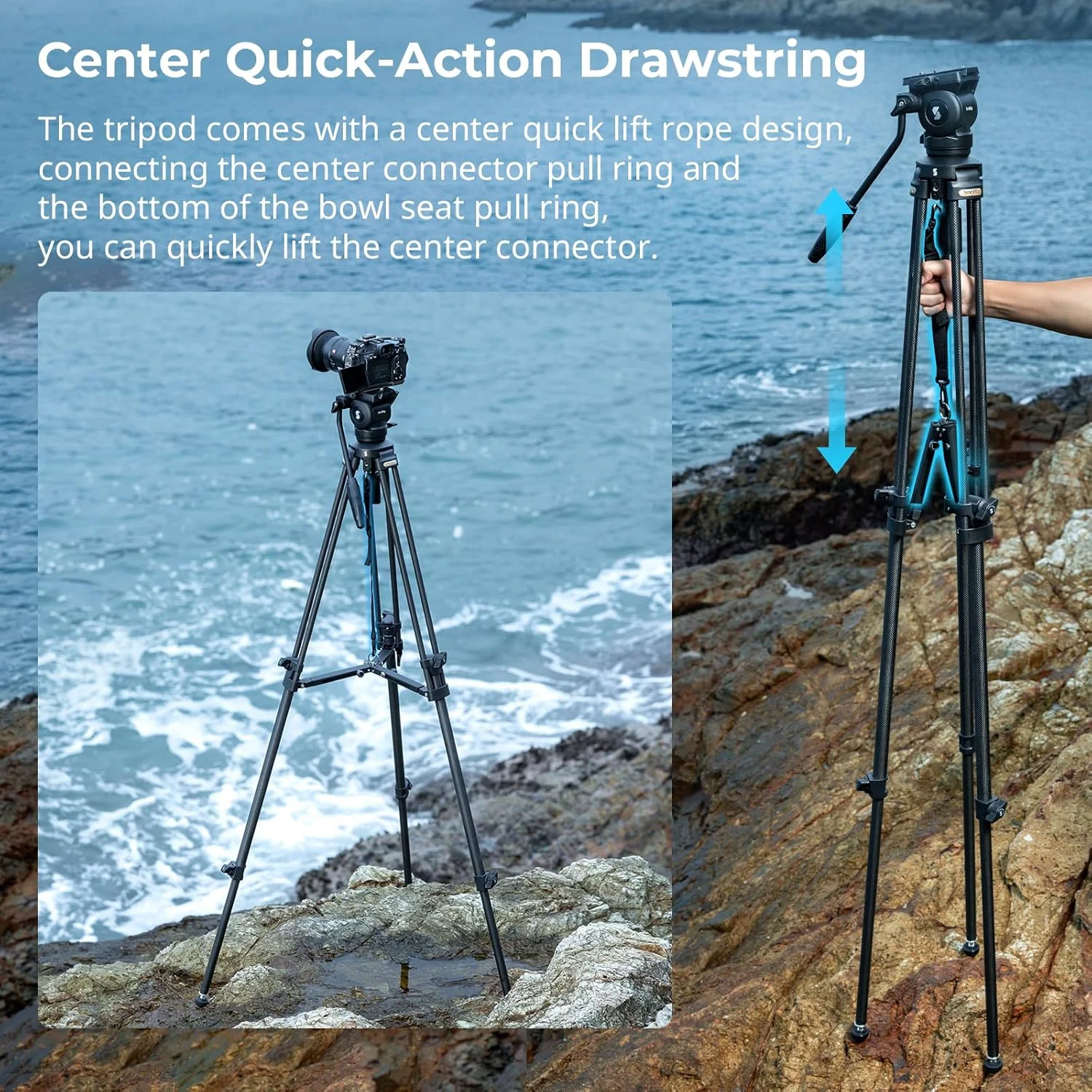 SmallRig Lightweight Carbon Fiber Video Tripod Kit AD-50-4685 SmallRig Lightweight Carbon Fiber Video Tripod Kit AD-50-4685