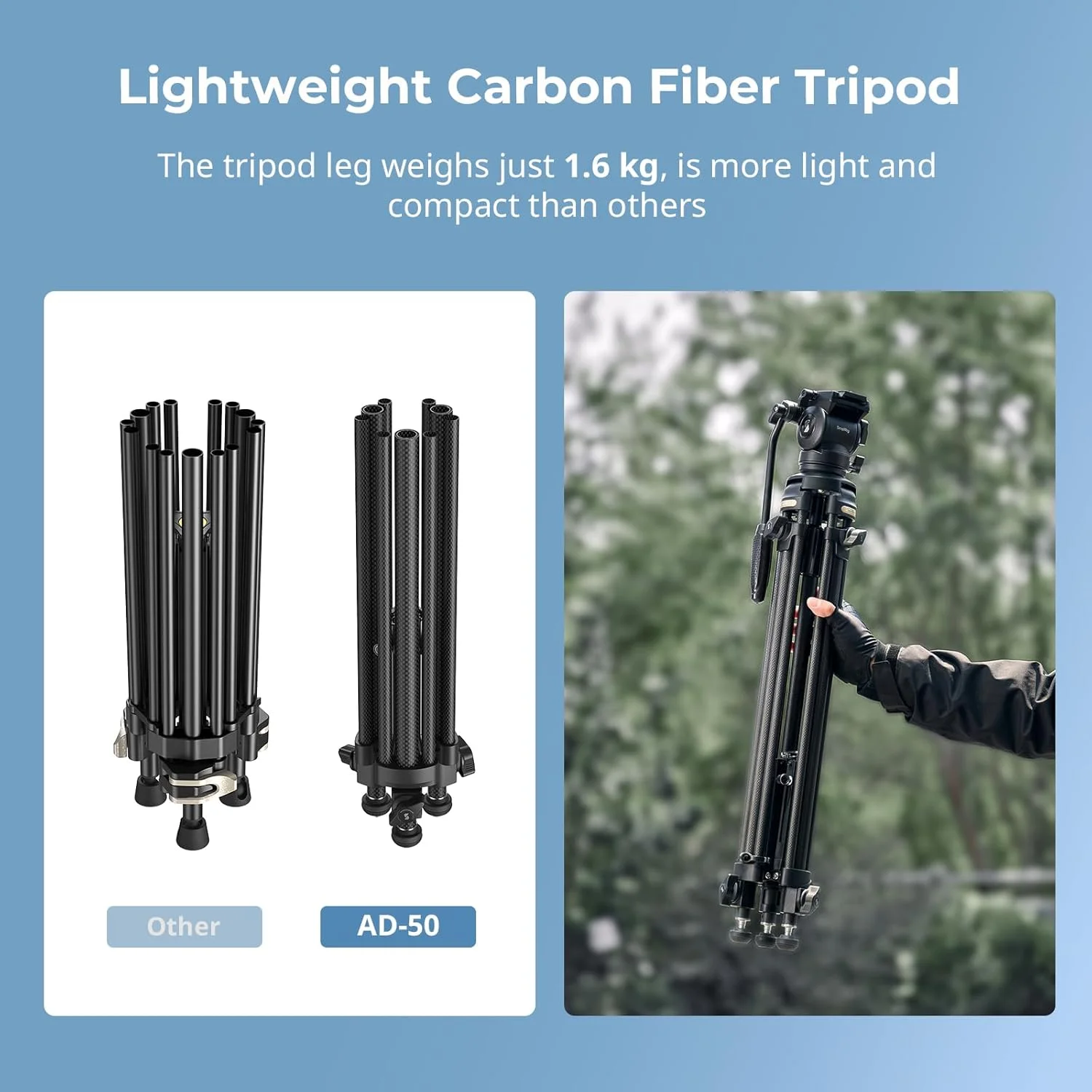 SmallRig Lightweight Carbon Fiber Video Tripod Kit AD-50-4685 SmallRig Lightweight Carbon Fiber Video Tripod Kit AD-50-4685