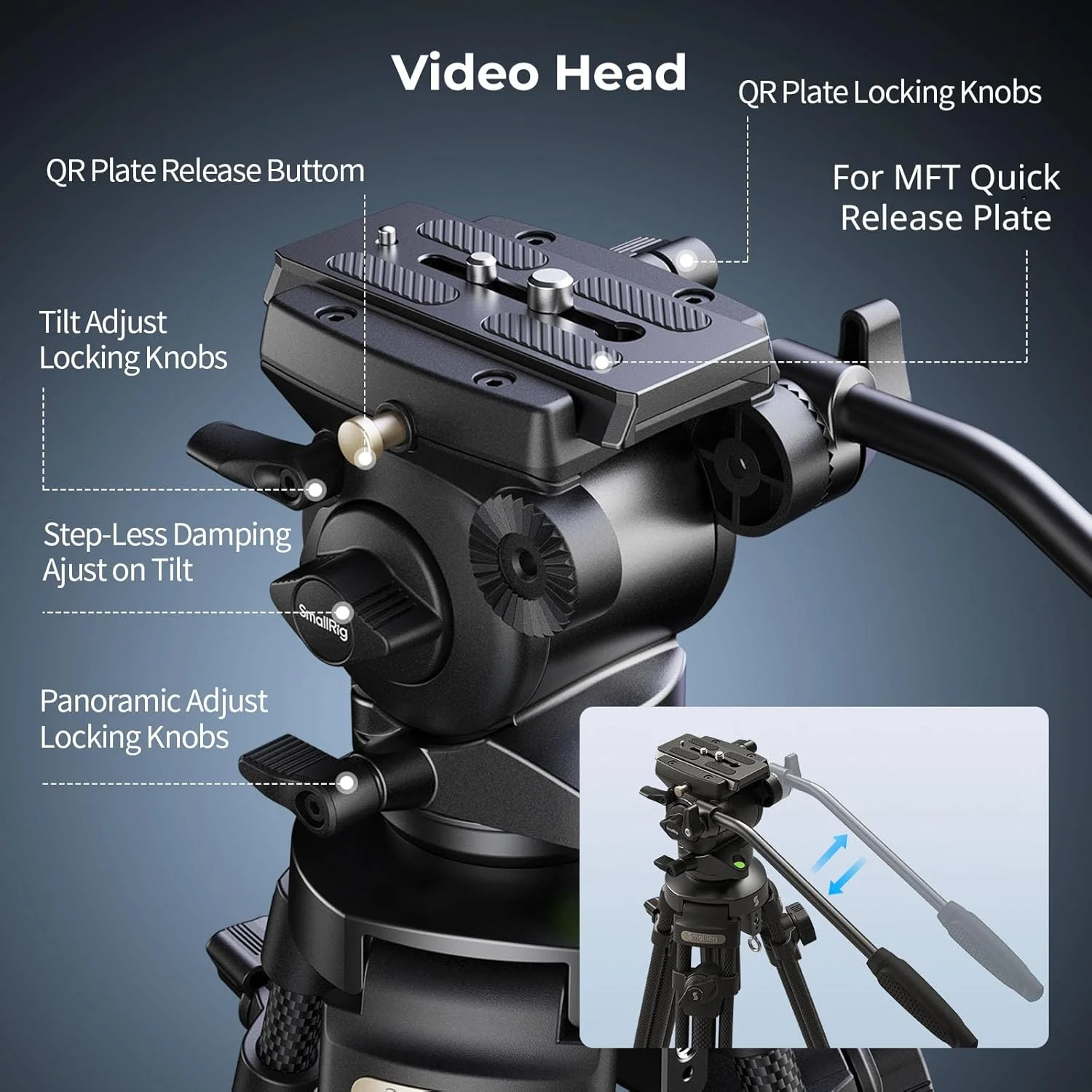 SmallRig Lightweight Carbon Fiber Video Tripod Kit AD-50-4685 SmallRig Lightweight Carbon Fiber Video Tripod Kit AD-50-4685