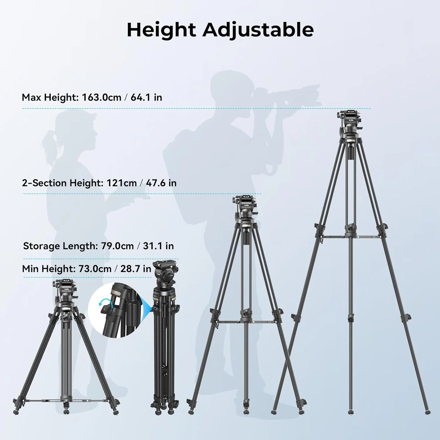 SmallRig Lightweight Carbon Fiber Video Tripod Kit AD-50-4685 SmallRig Lightweight Carbon Fiber Video Tripod Kit AD-50-4685