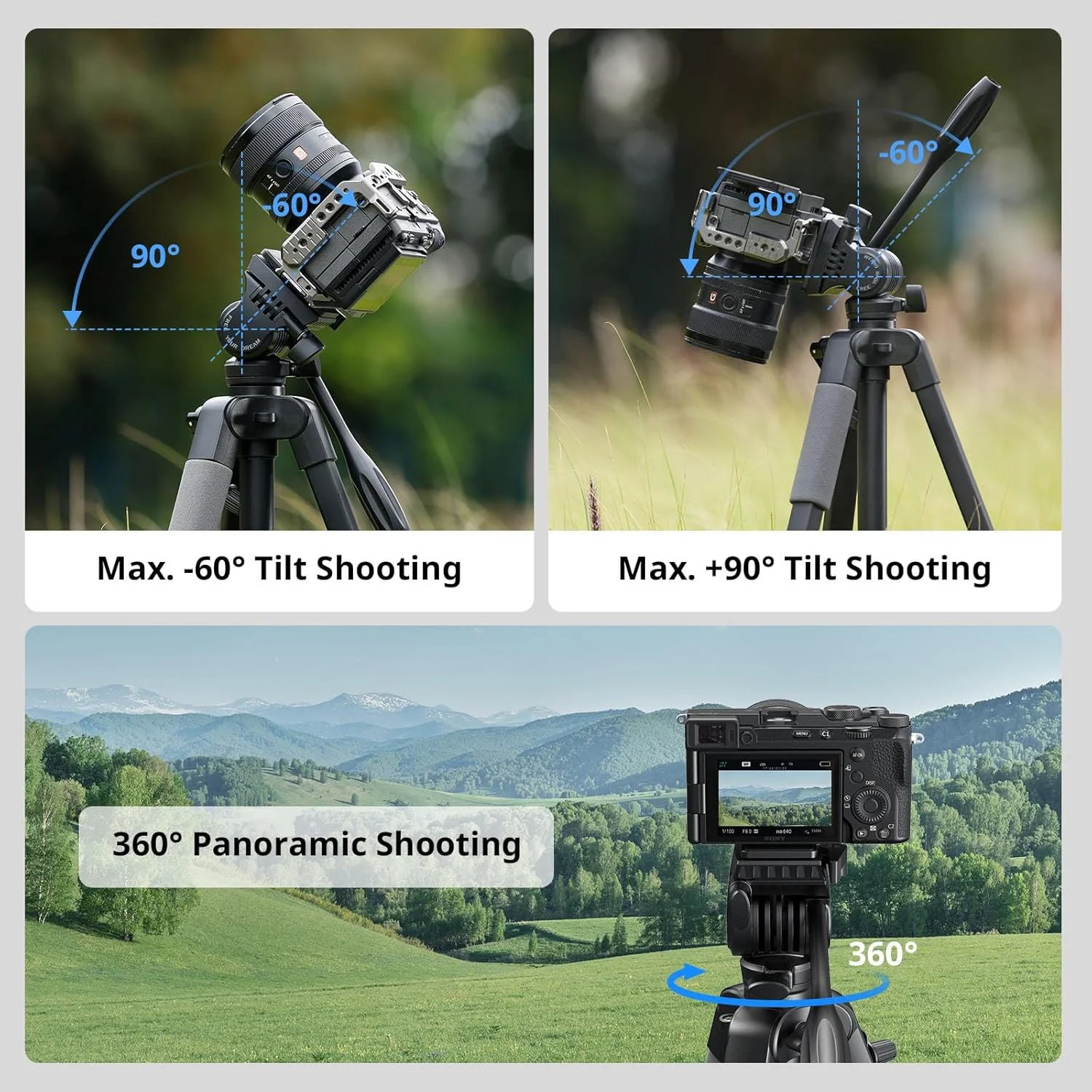 پایه سه پایه دوربین SmallRig CT-07، سه پایه مسافرتی 63.4 اینچی برای آیفون و دوربین، سه پایه تلفن با پایه عمودی/افقی تعویض سریع، زوایای قابل تنظیم و حداکثر تحمل بار 4 کیلوگرمی به همراه کیف حمل پایه سه پایه دوربین SmallRig CT-07، سه پایه مسافرتی 63.4 اینچی برای آیفون و دوربین، سه پایه تلفن با پایه عمودی/افقی تعویض سریع، زوایای قابل تنظیم و حداکثر تحمل بار 4 کیلوگرمی به همراه کیف حمل